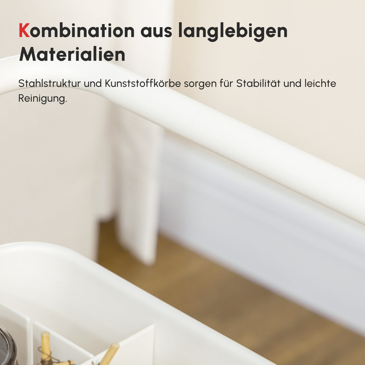 Rollwagen mit 3 Körben, Hängeboxen und Haken