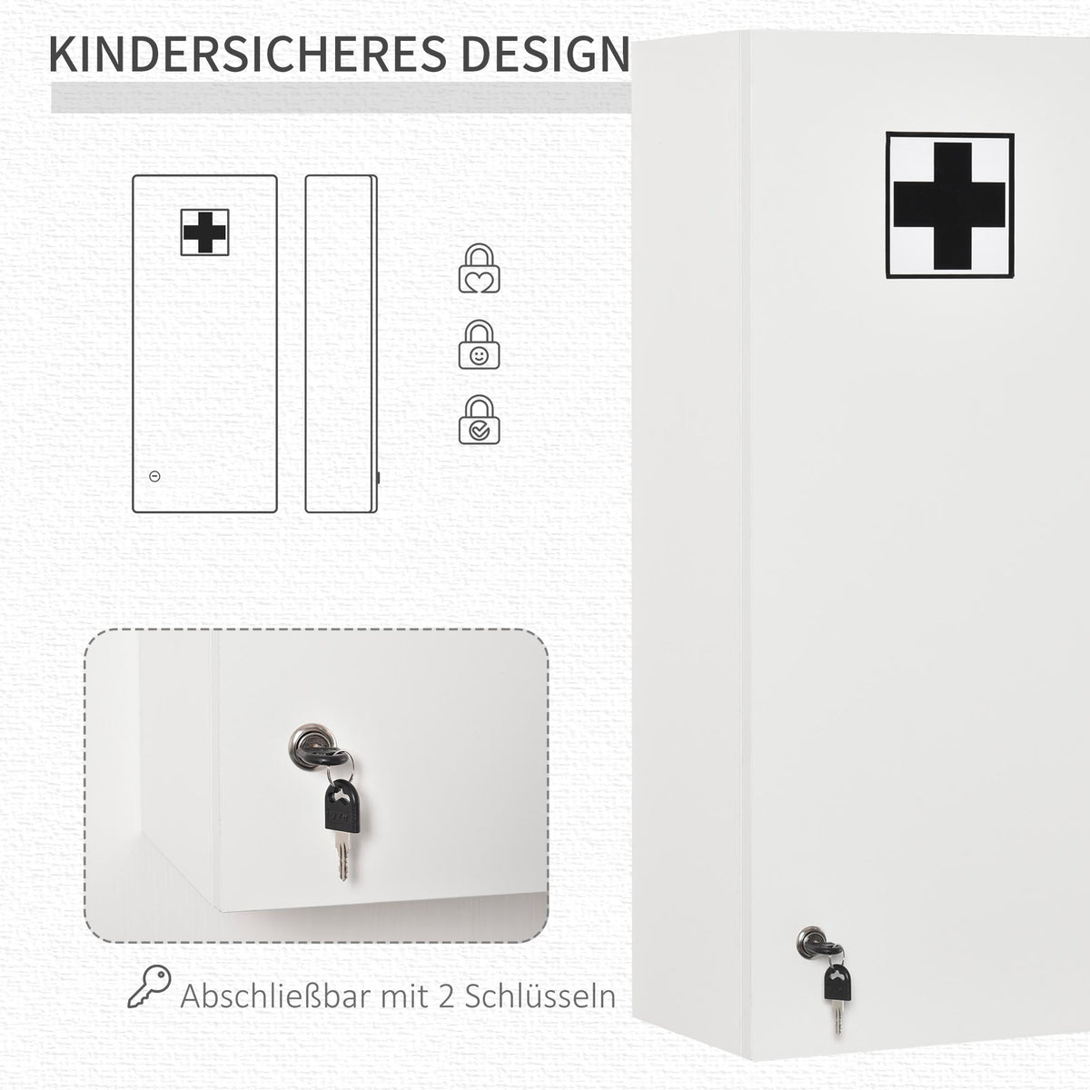 Medizinschrank abschließbar mit mehreren Fächern