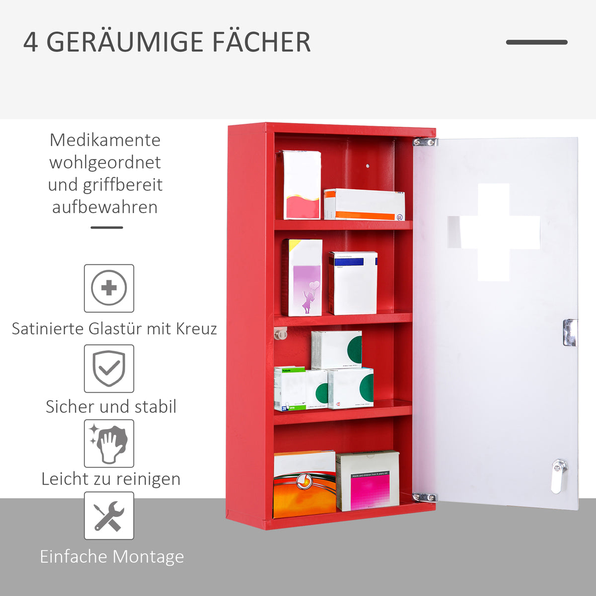 Medizinschrank abschließbar mit mehreren Fächern