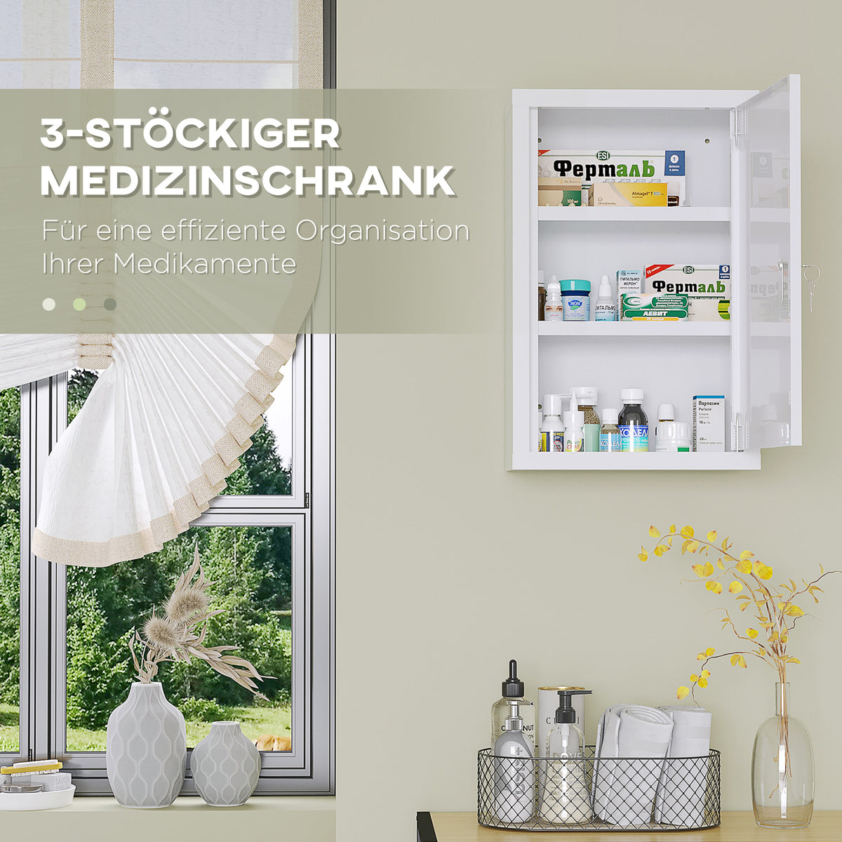 Medizinschrank abschließbar mit mehreren Fächern