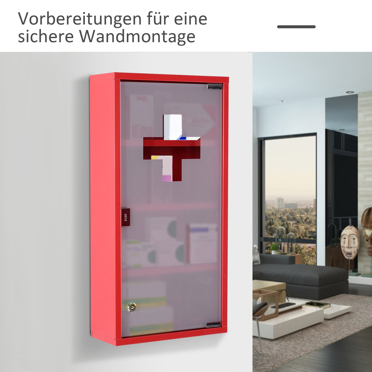 Medizinschrank abschließbar mit mehreren Fächern