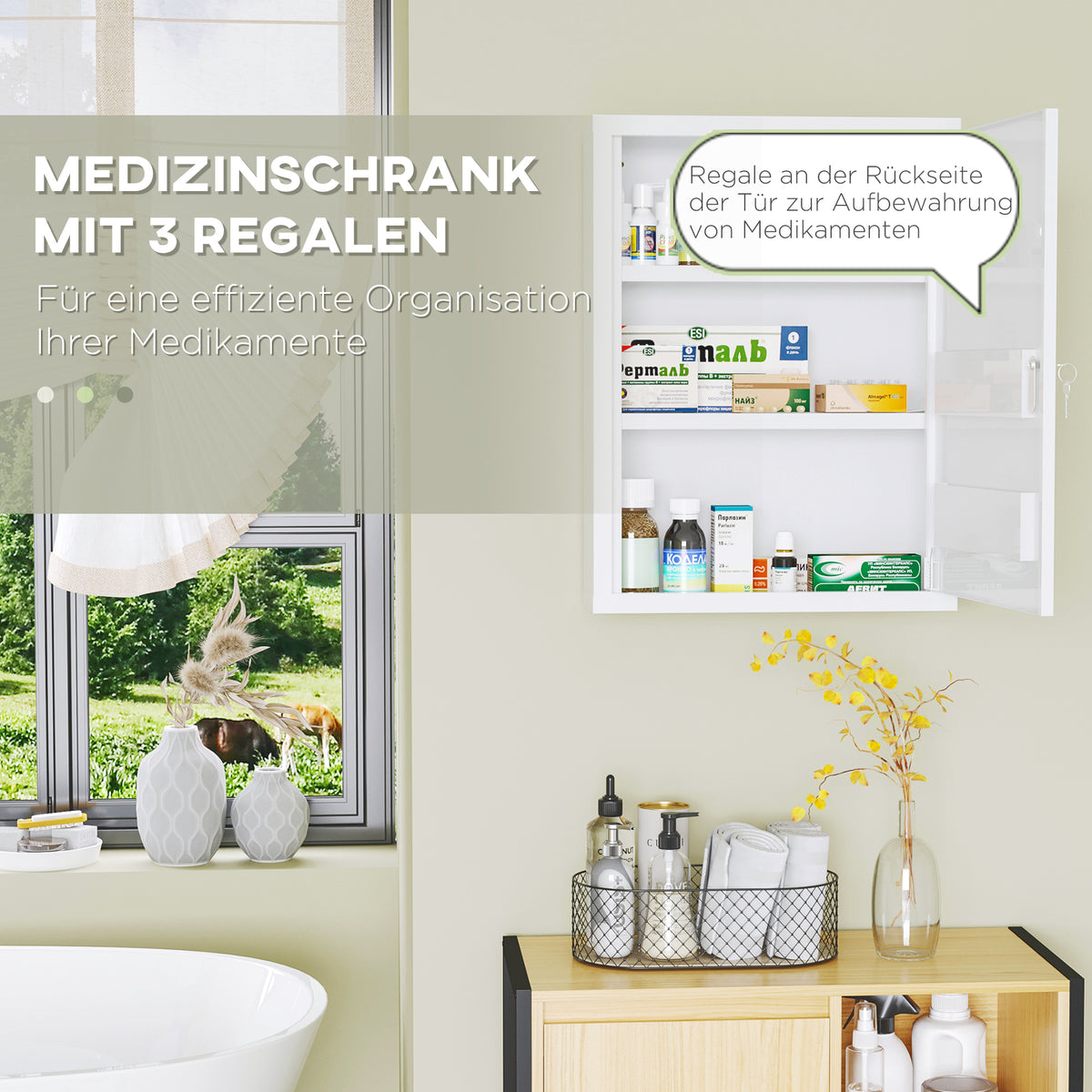 Medizinschrank abschließbar mit mehreren Fächern