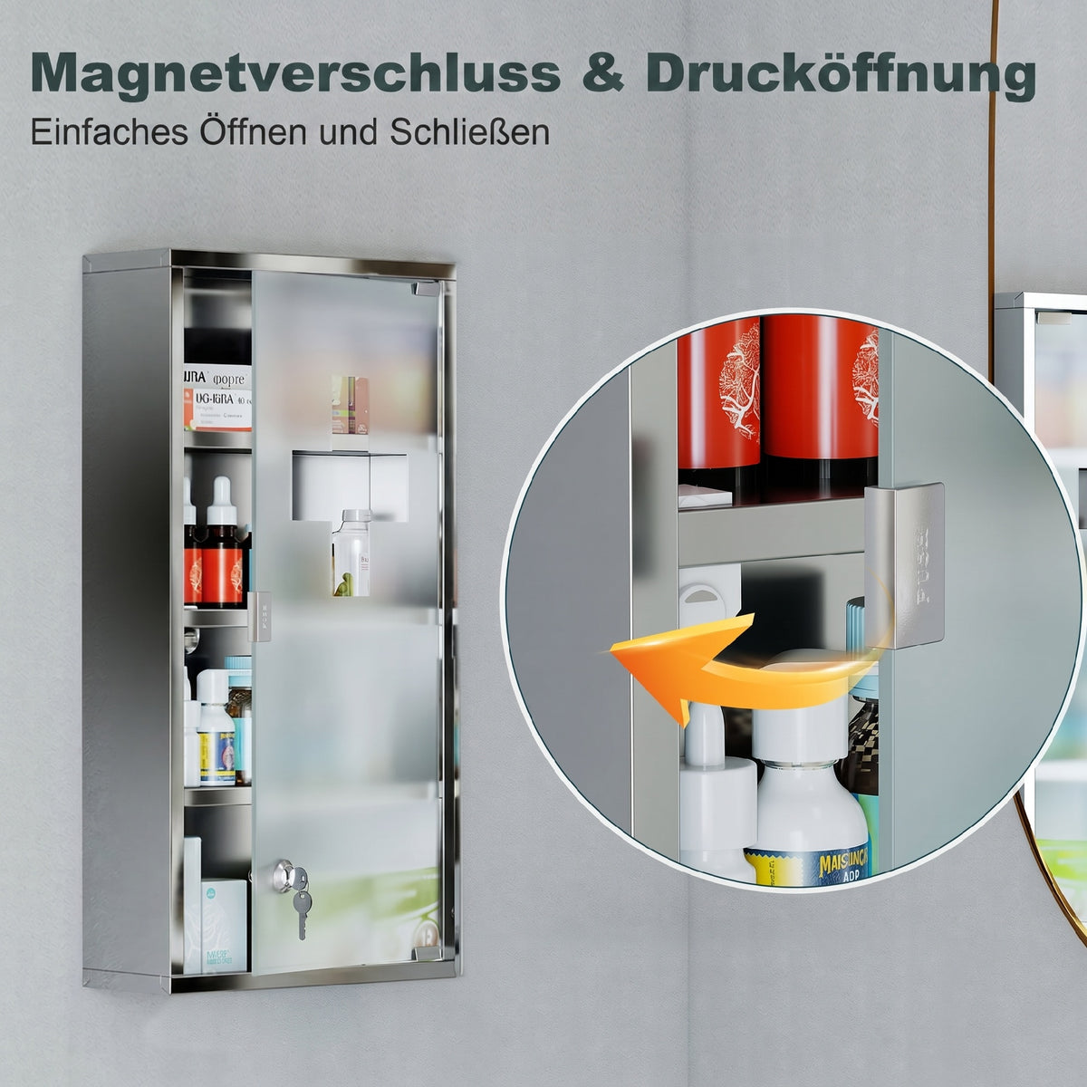 Medizinschrank abschließbar mit mehreren Fächern
