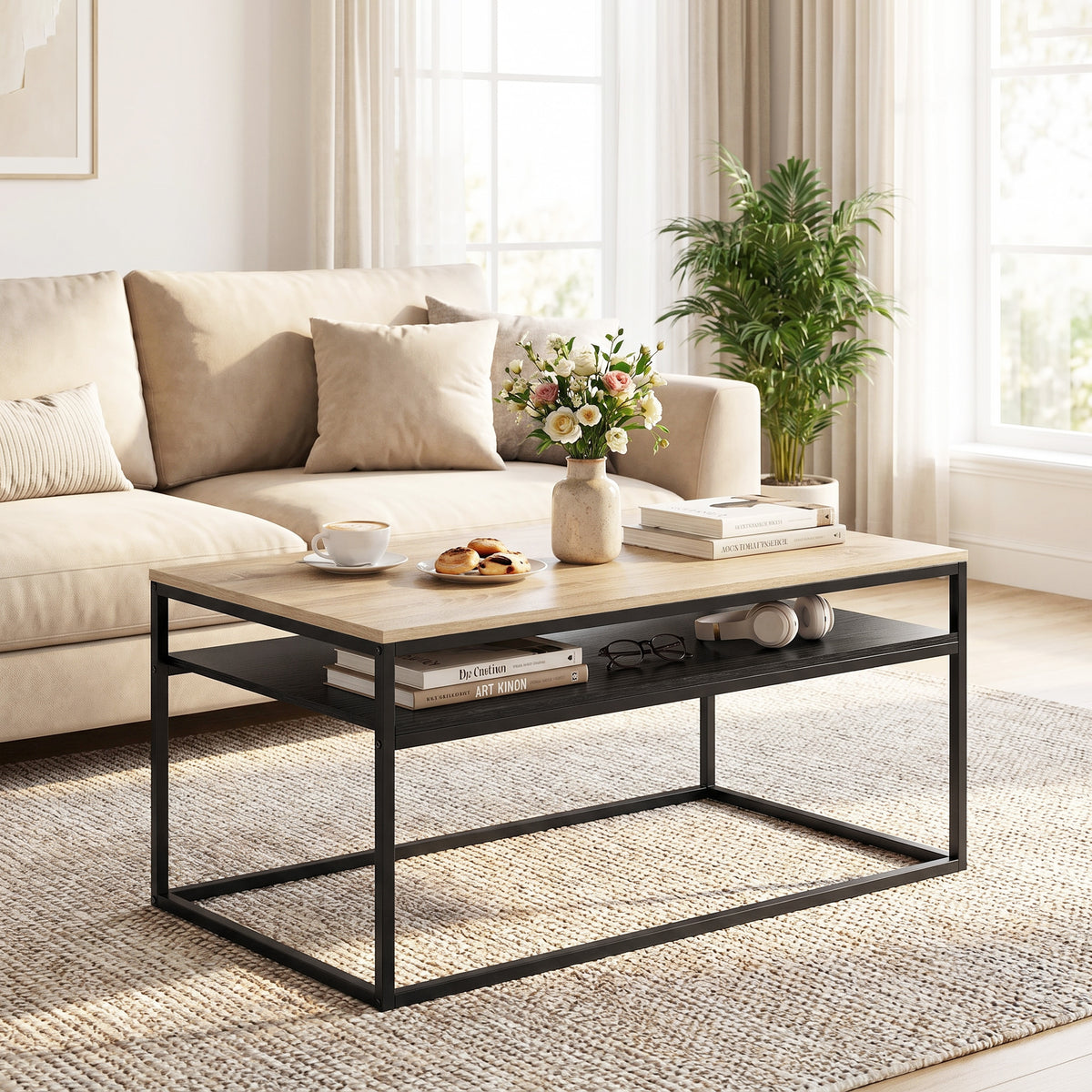 Couchtisch mit Ablage im Industrial-Stil