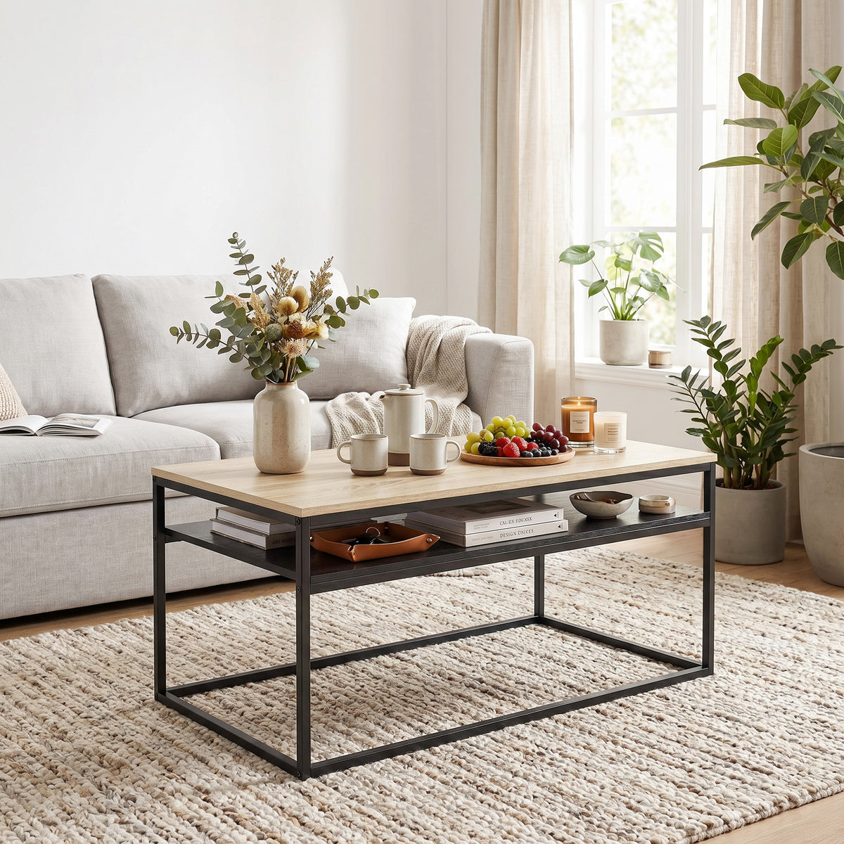 Couchtisch mit Ablage im Industrial-Stil