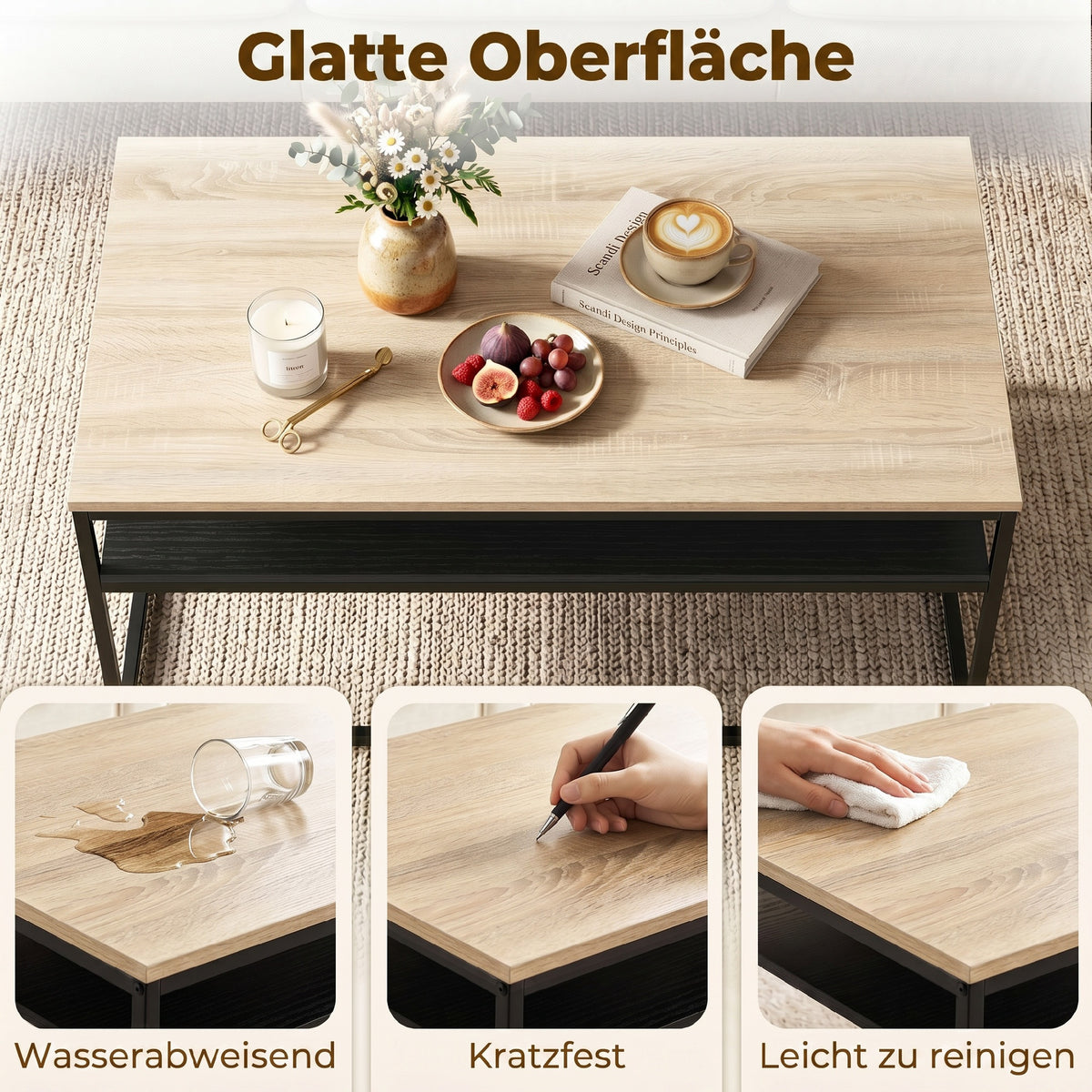 Couchtisch mit Ablage im Industrial-Stil