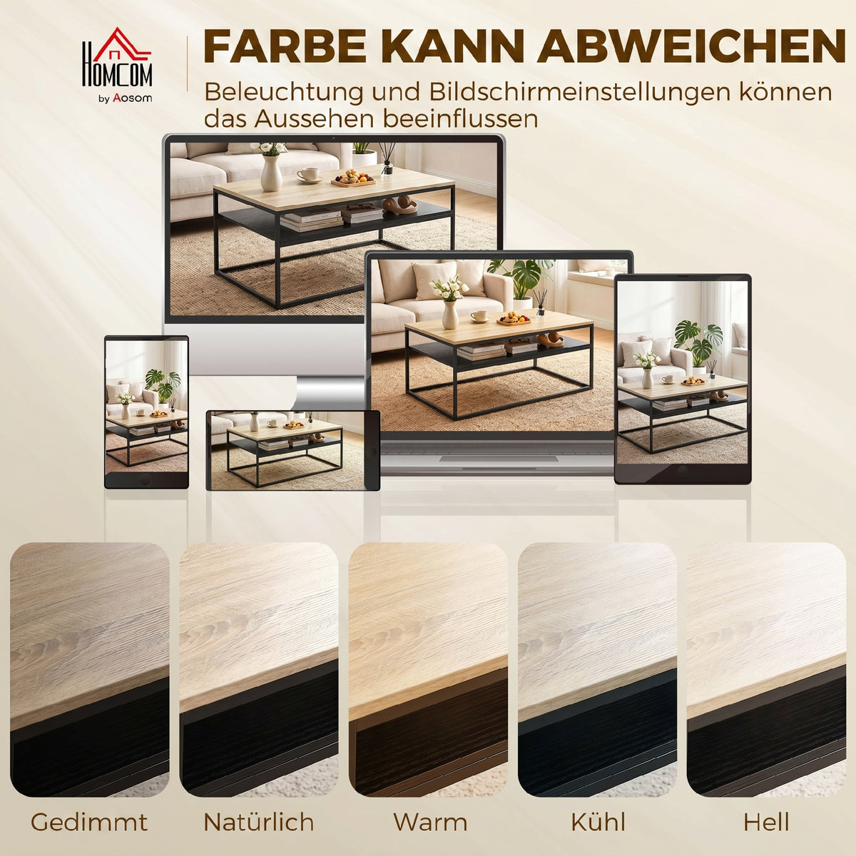 Couchtisch mit Ablage im Industrial-Stil