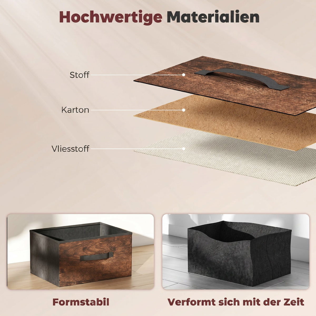 Kommode mit 8 Stoffschubladen und Metallgestell