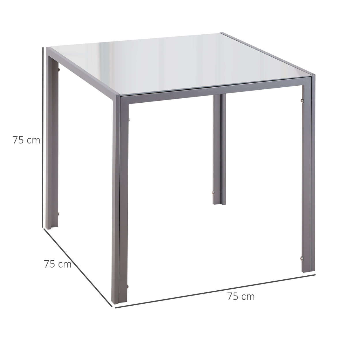 Quadratischer Esstisch mit Hartglasplatte