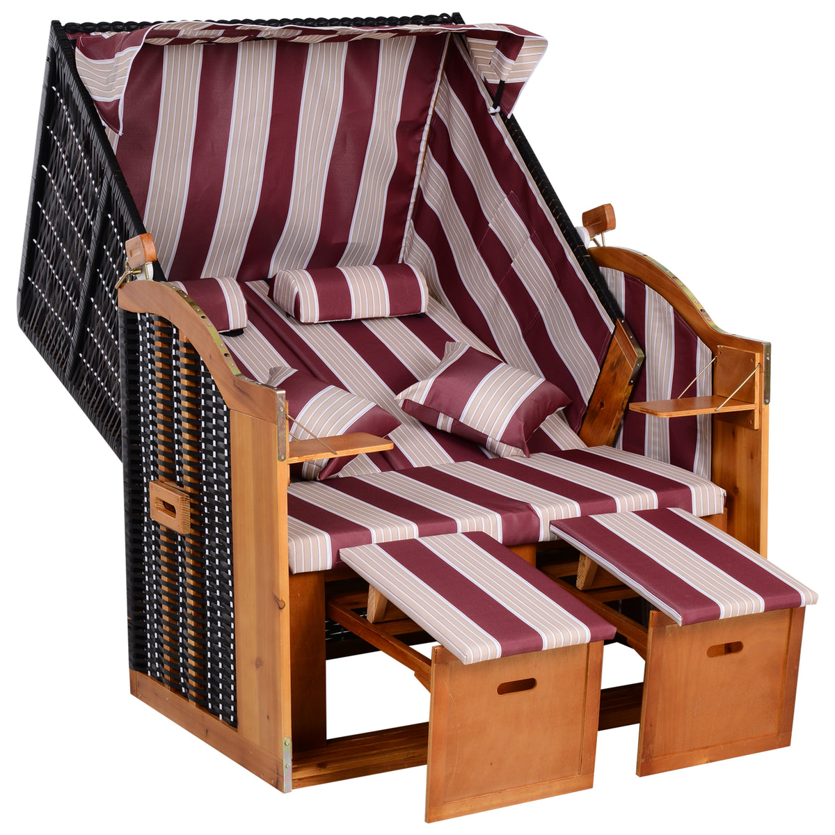 2-Sitzer-Strandkorb mit verstellbarer Rückenlehne