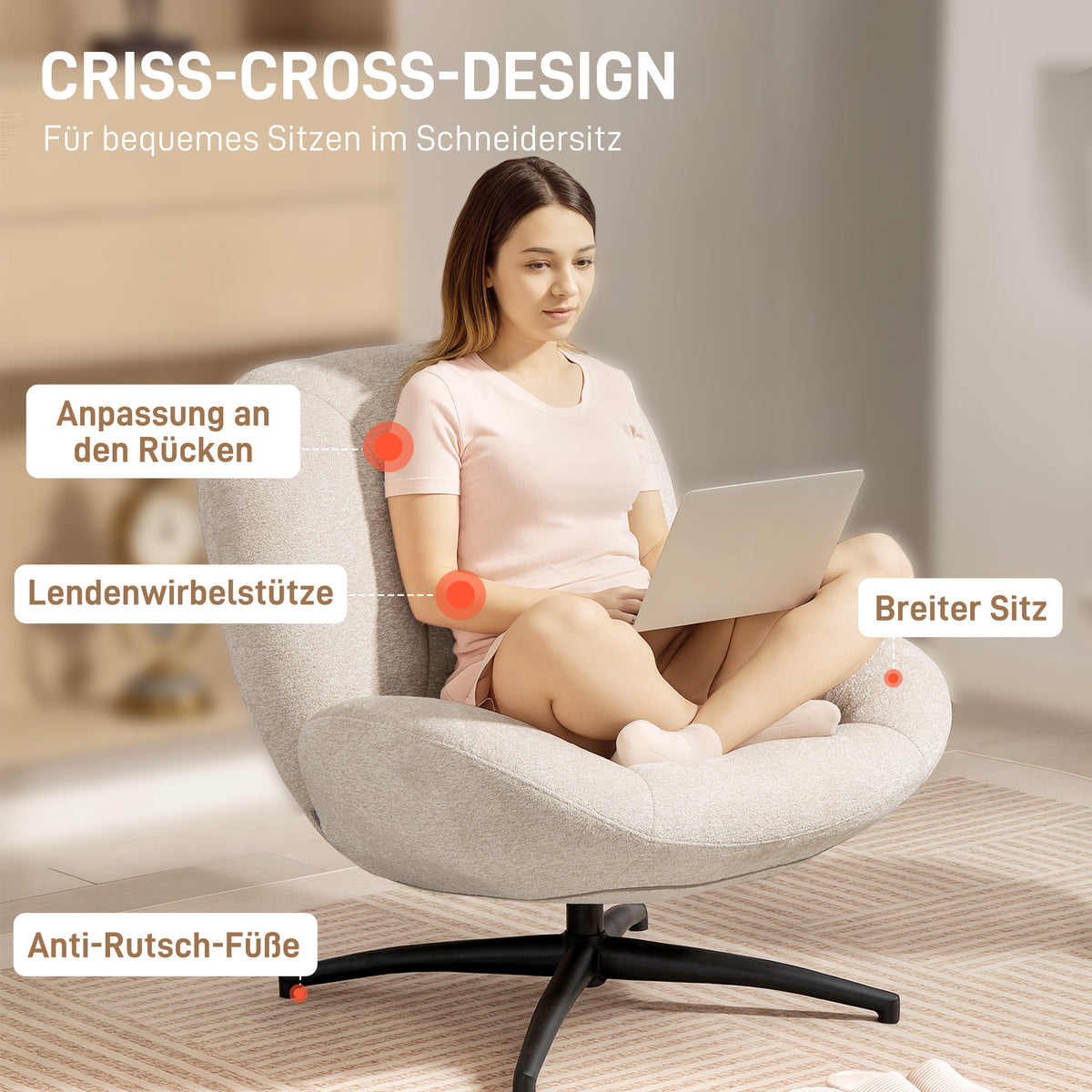 Drehsessel mit Armlehnen und 360°-Funktion