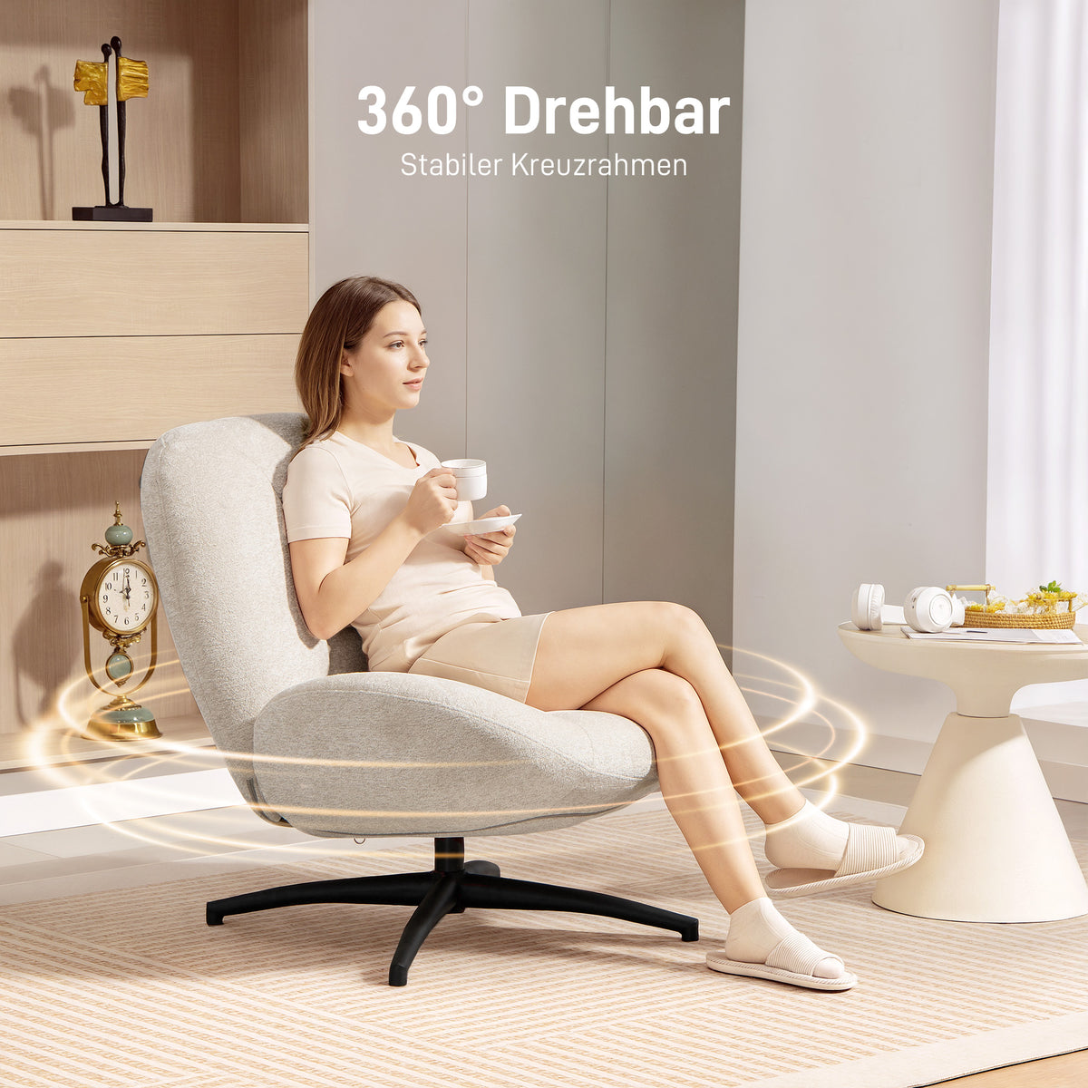 Drehsessel mit Armlehnen und 360°-Funktion