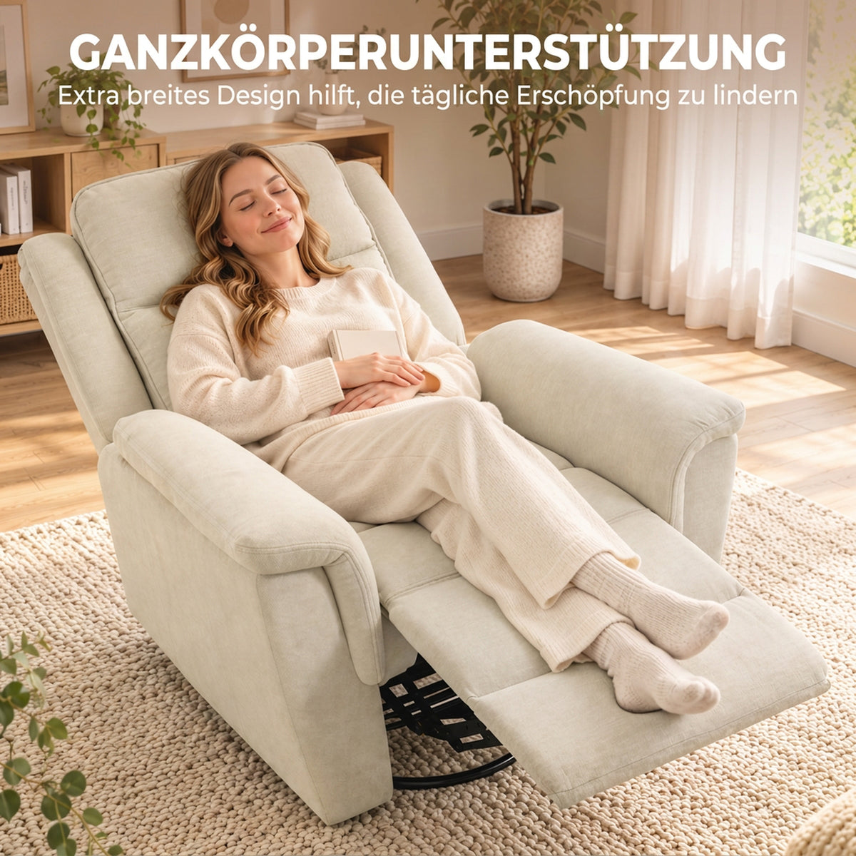 Relaxsessel mit Liege-, Wipp- und Drehfunktion