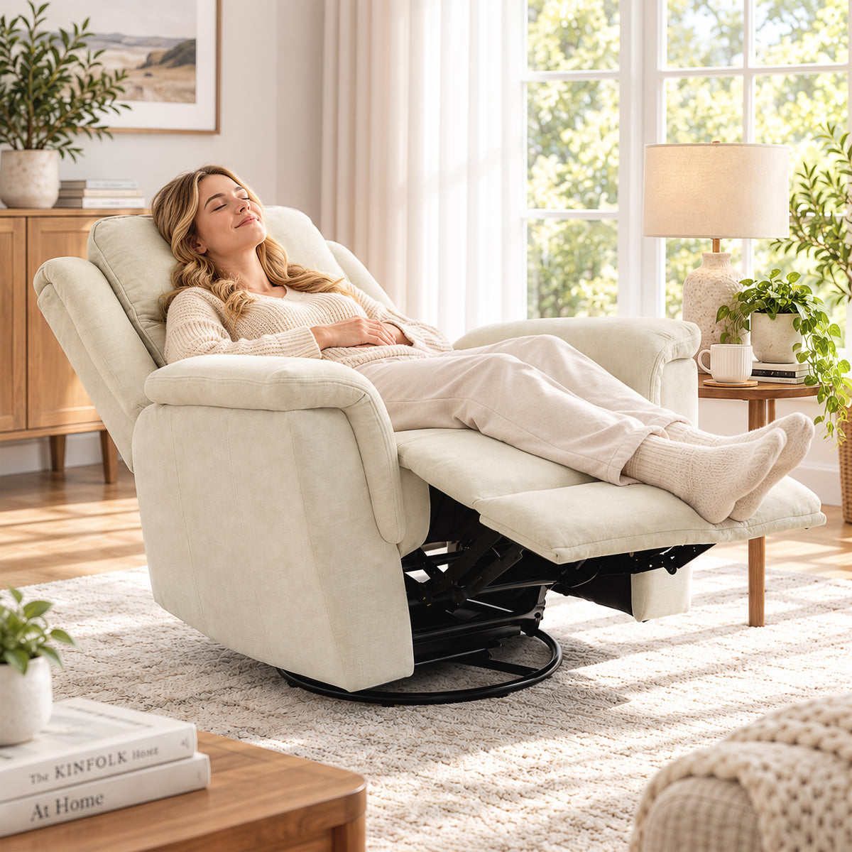 Relaxsessel mit Liege-, Wipp- und Drehfunktion