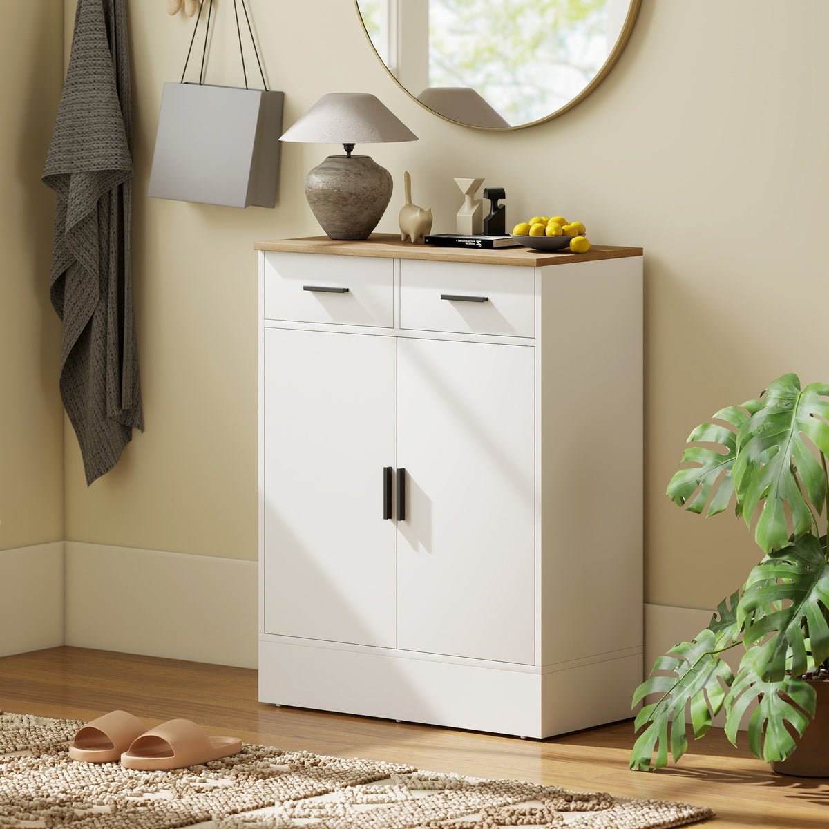 Sideboard 68 cm mit zwei Schubladen und verstellbarem Fach