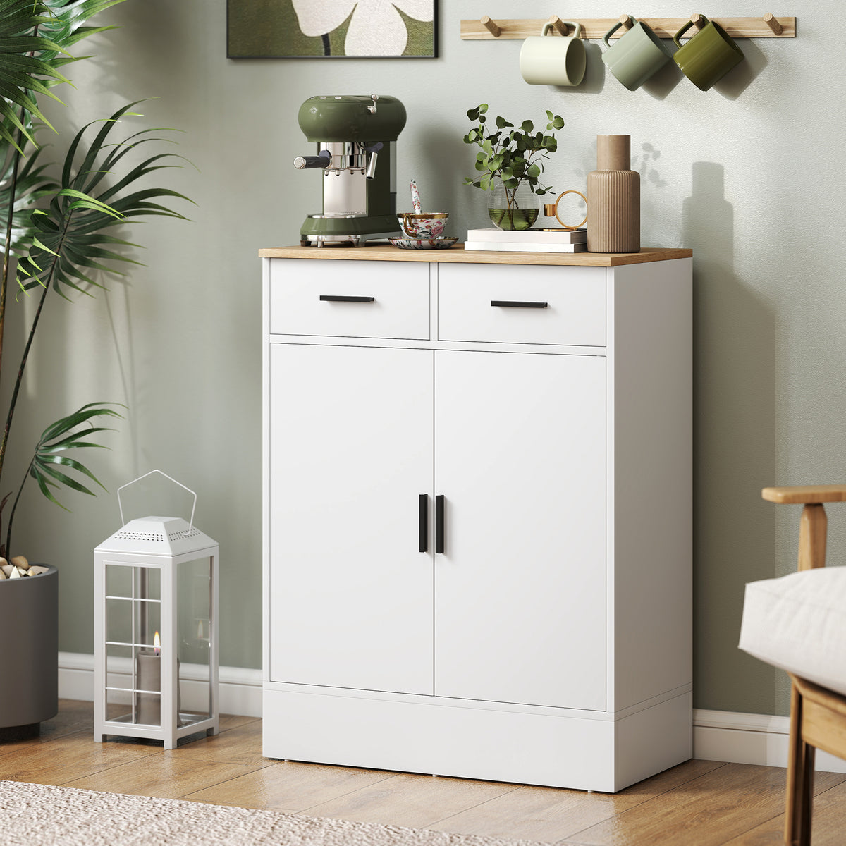 Sideboard 68 cm mit zwei Schubladen und verstellbarem Fach