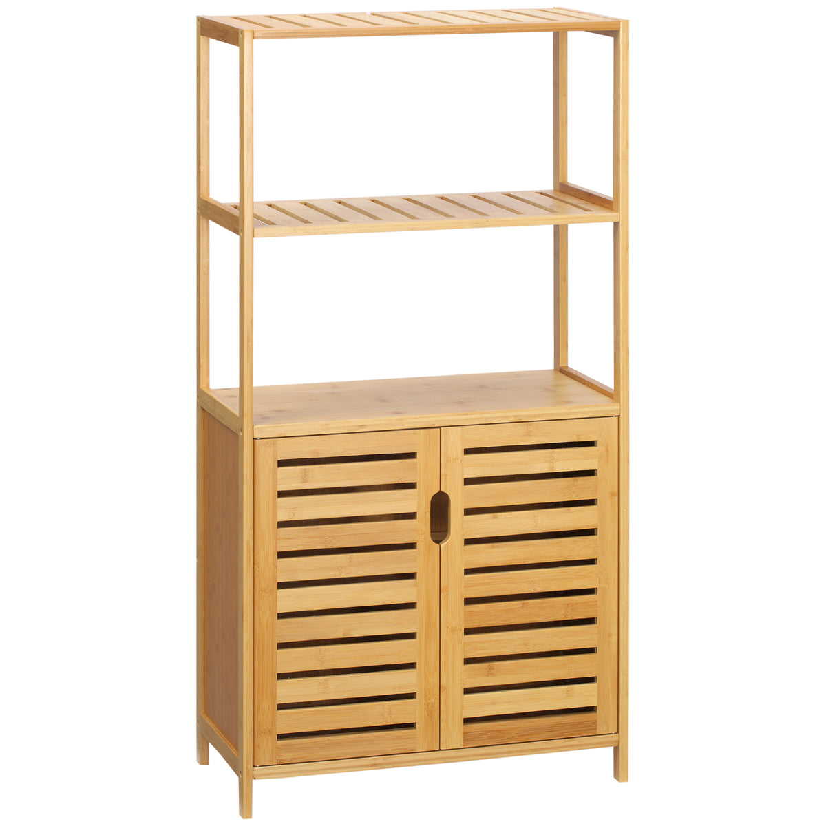 Badezimmerschrank aus Bambus mit Lamellentüren