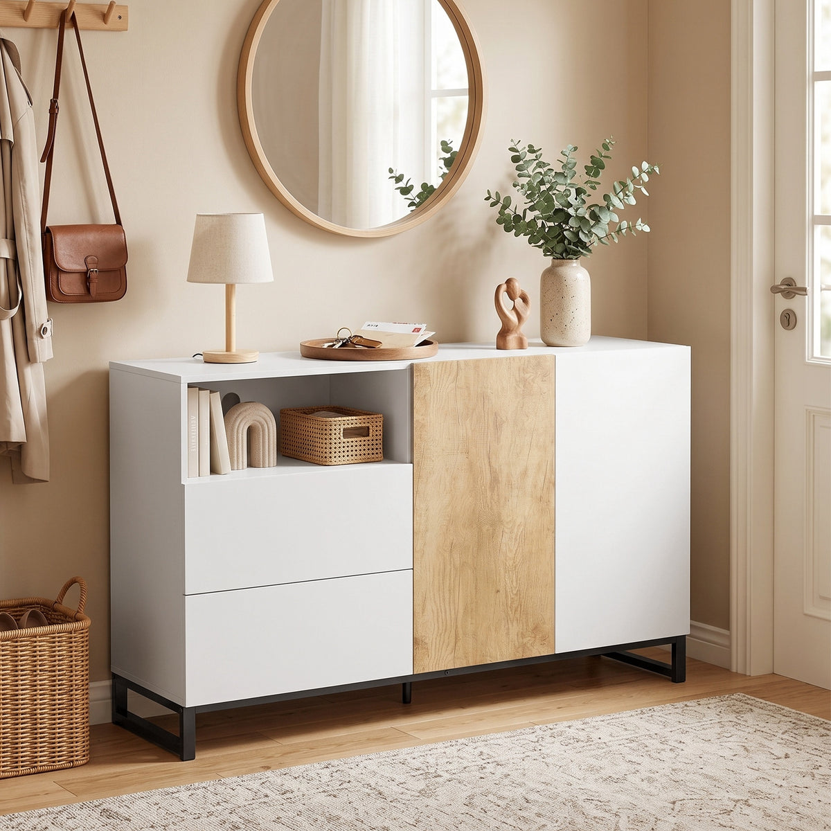 Sideboard 140 cm mit Schubladen und offenem Fach