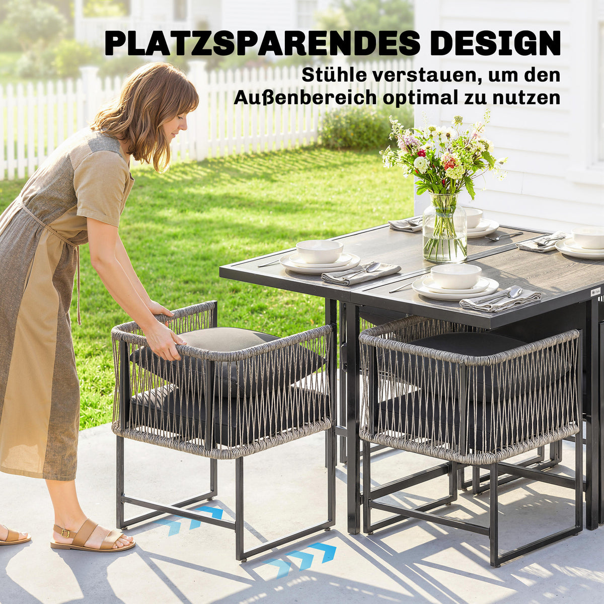 Gartenmöbel-Set mit Tisch und vier Stühlen