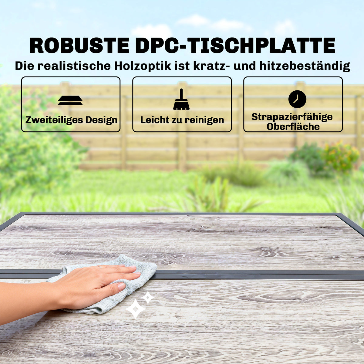 Gartenmöbel-Set mit Tisch und vier Stühlen