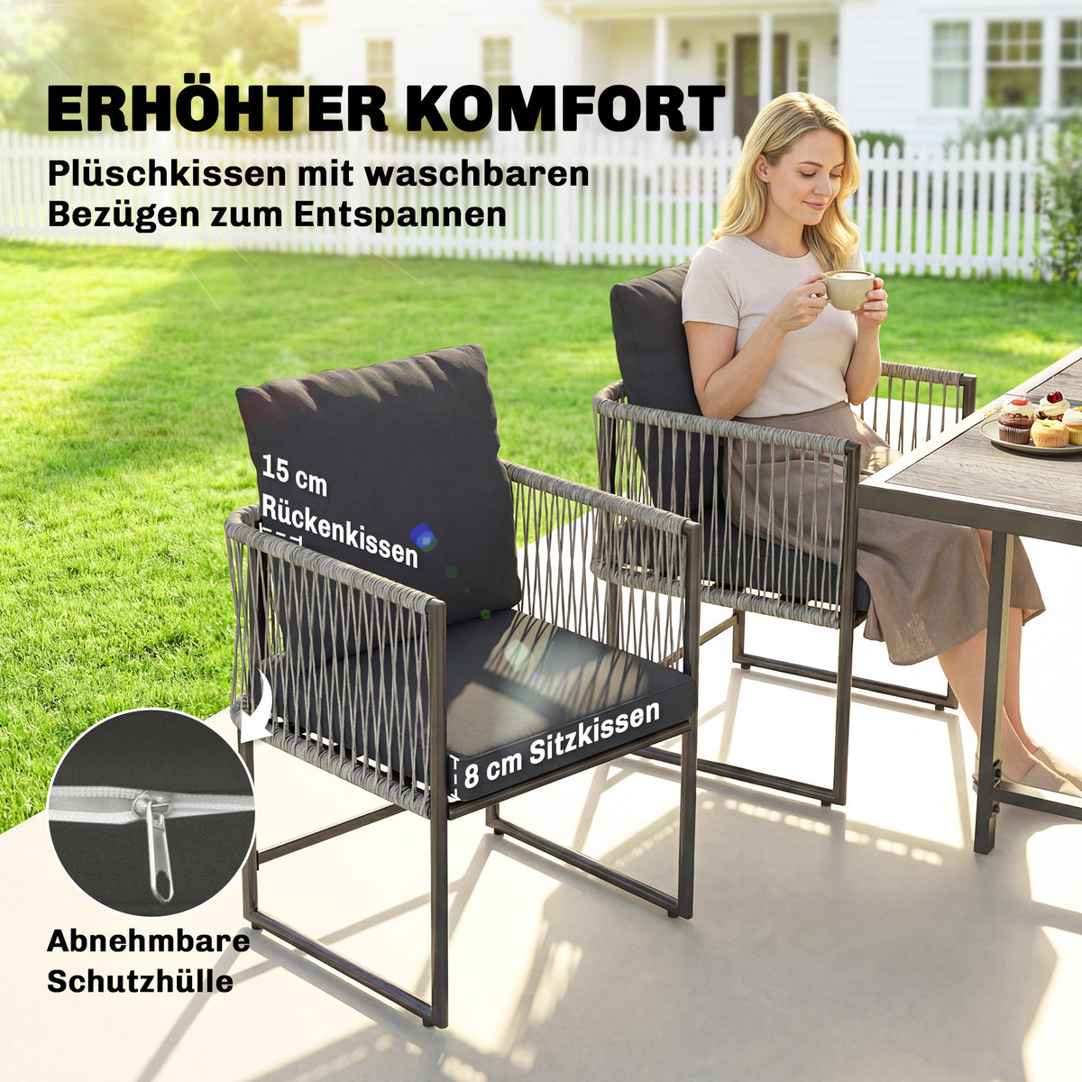 Gartenmöbel-Set mit Tisch und vier Stühlen