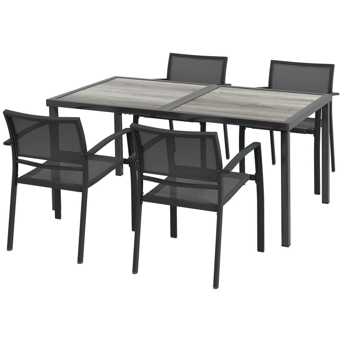 Gartenmöbel-Set mit Tisch und vier Stühlen