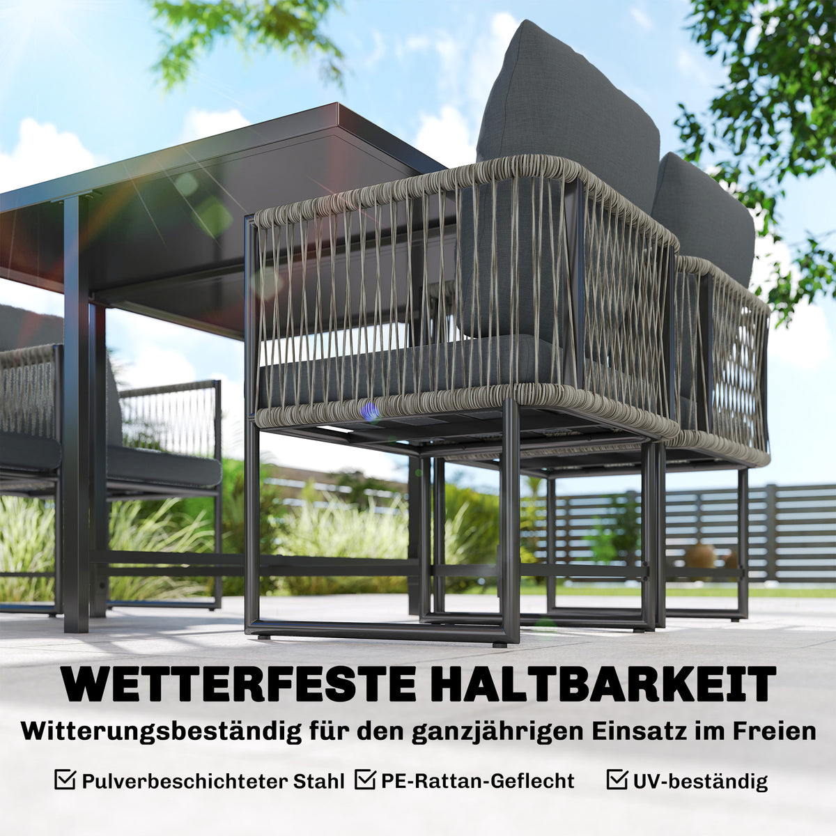 Gartenmöbel-Set mit Tisch und vier Stühlen
