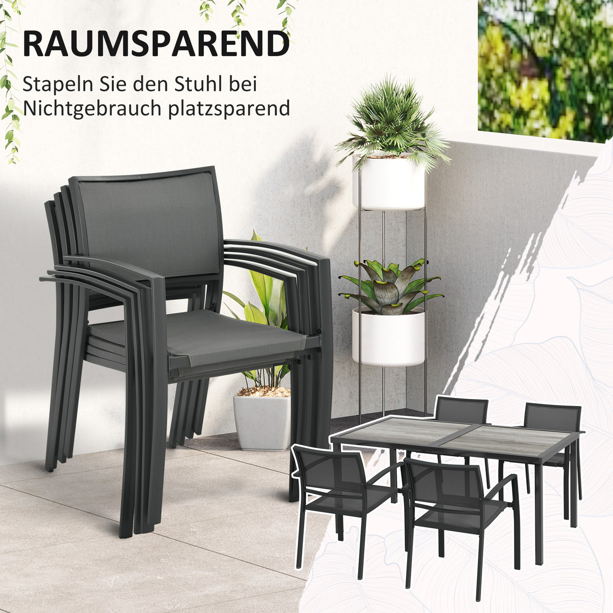 Gartenmöbel-Set mit Tisch und vier Stühlen