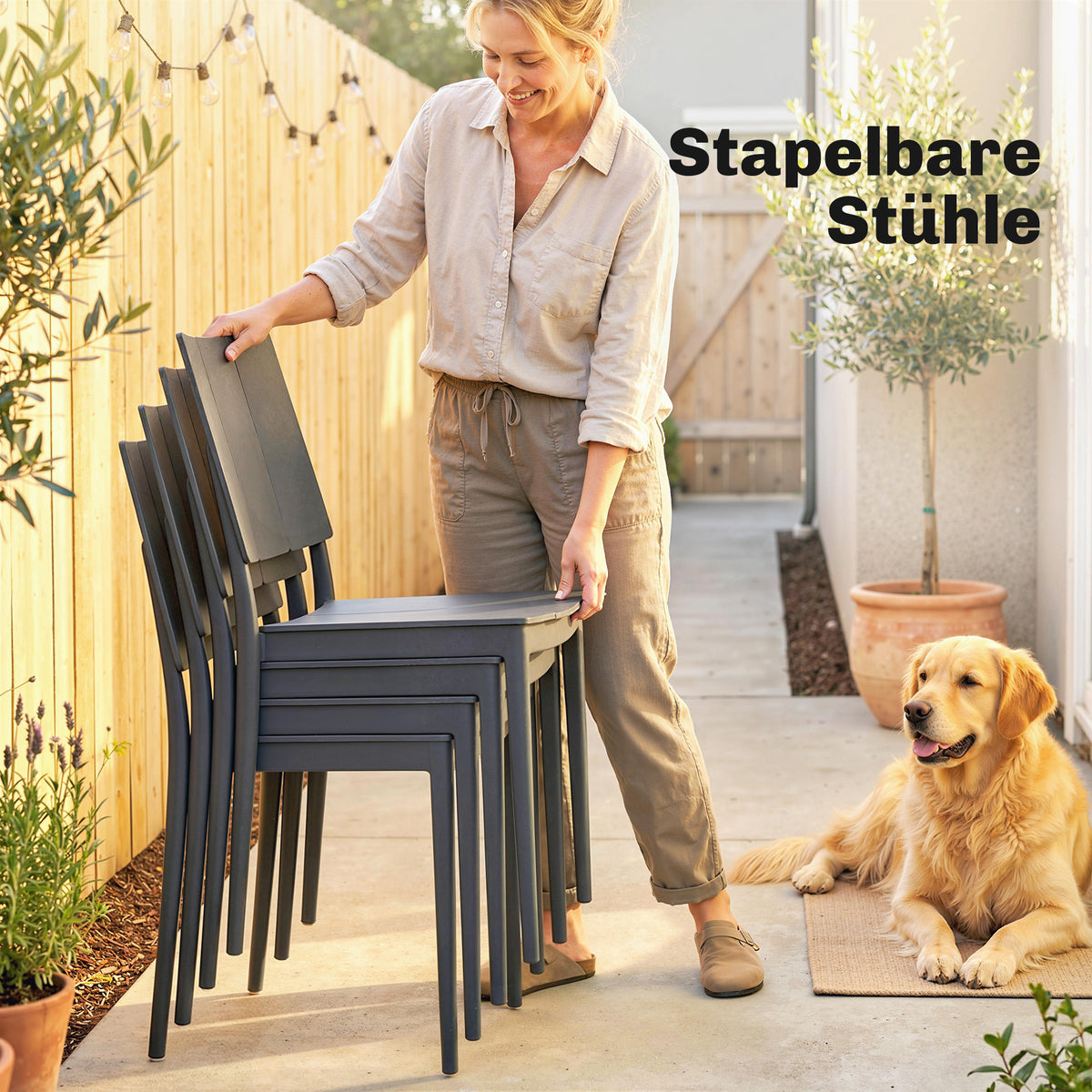 Gartenmöbel-Set mit Tisch und vier Stühlen
