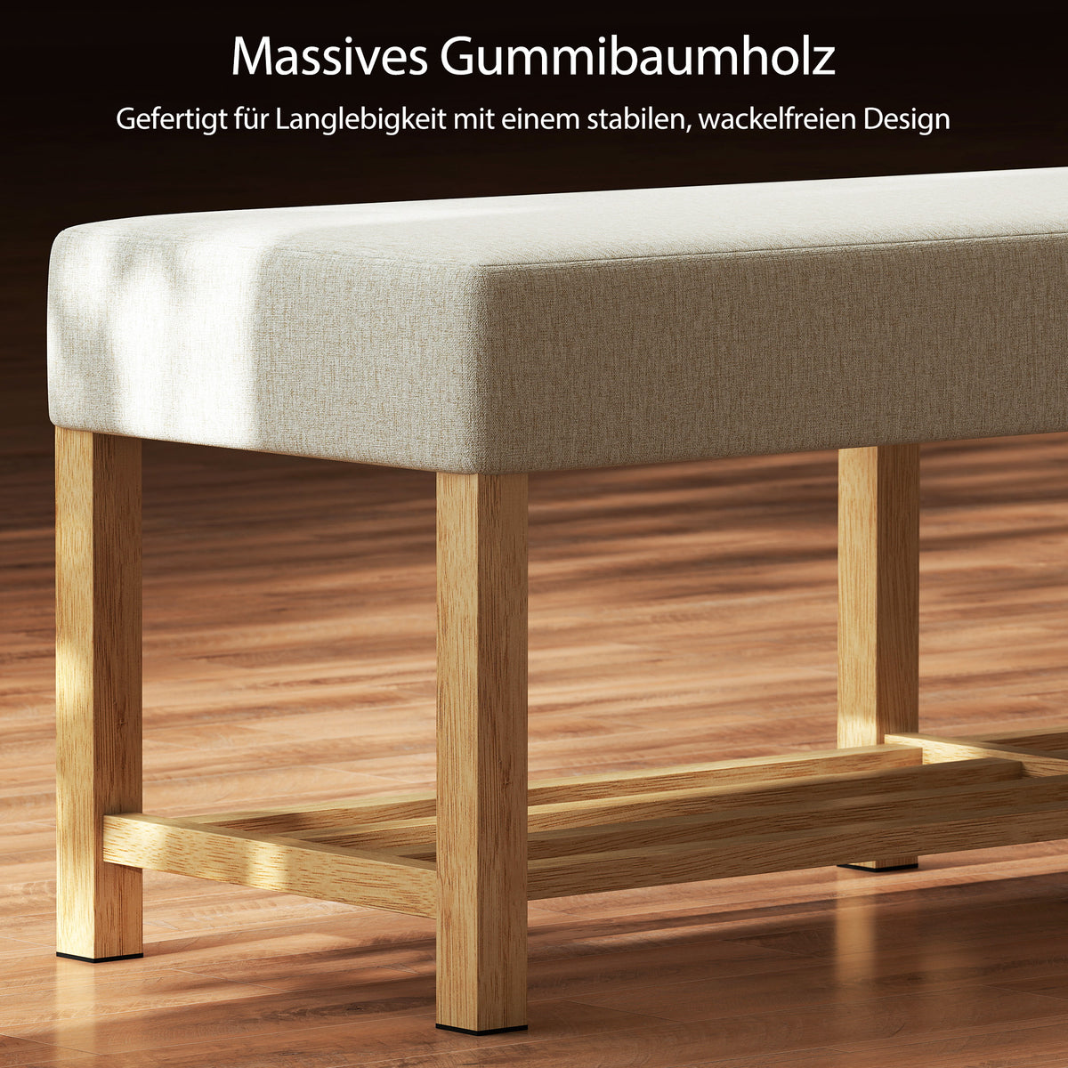 Schuhbank 140 cm aus Kautschukholz mit Sitzpolster