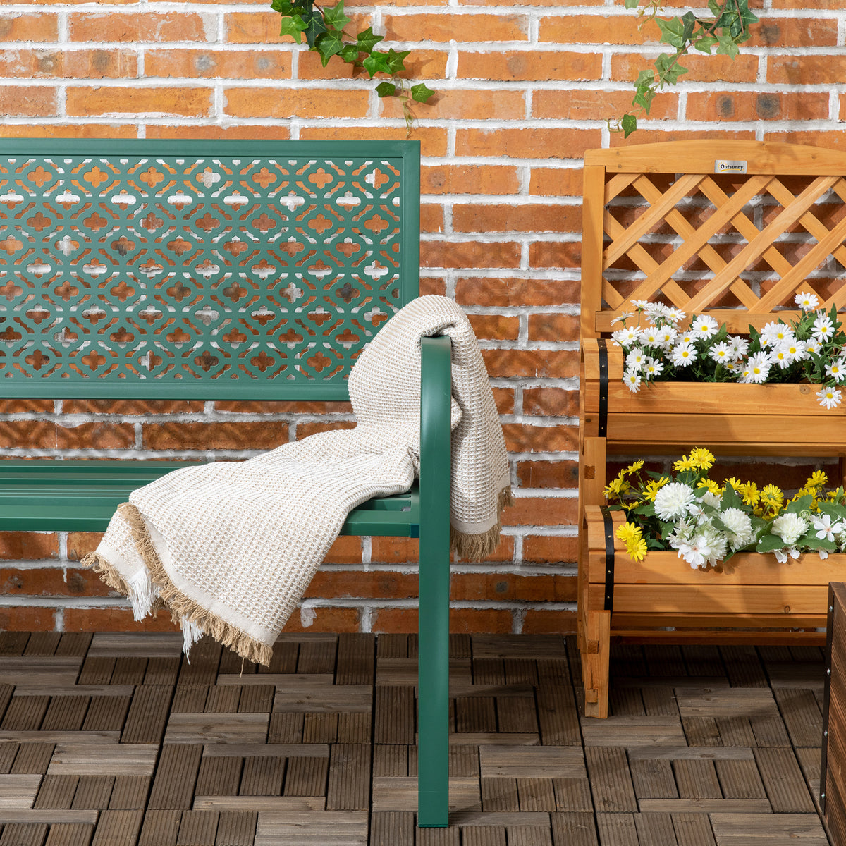 Gartenbank aus Stahl für zwei Personen