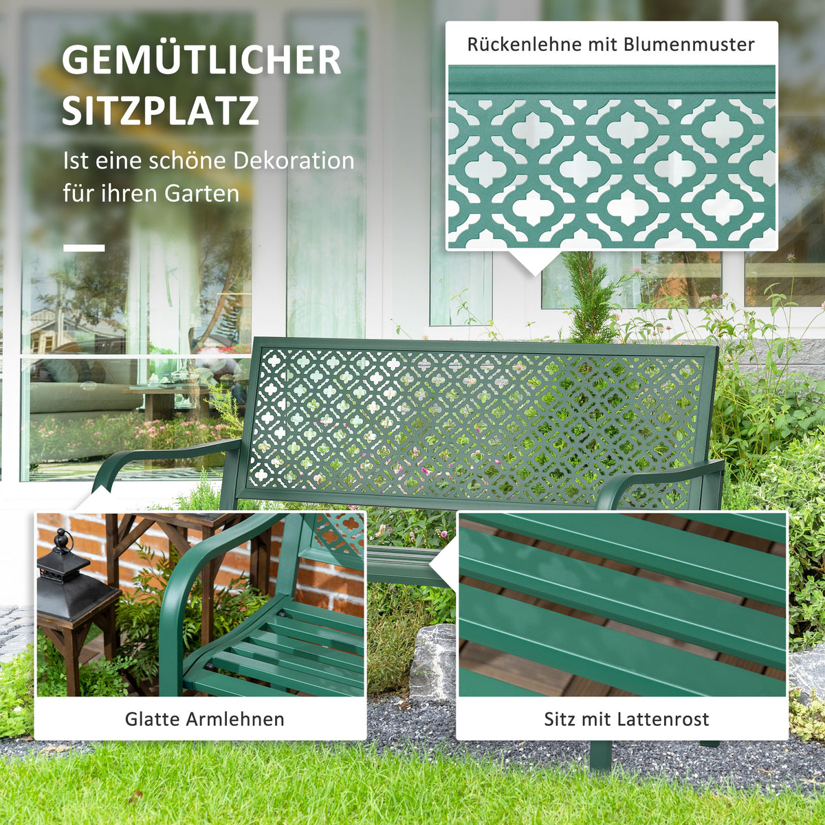 Gartenbank aus Stahl für zwei Personen
