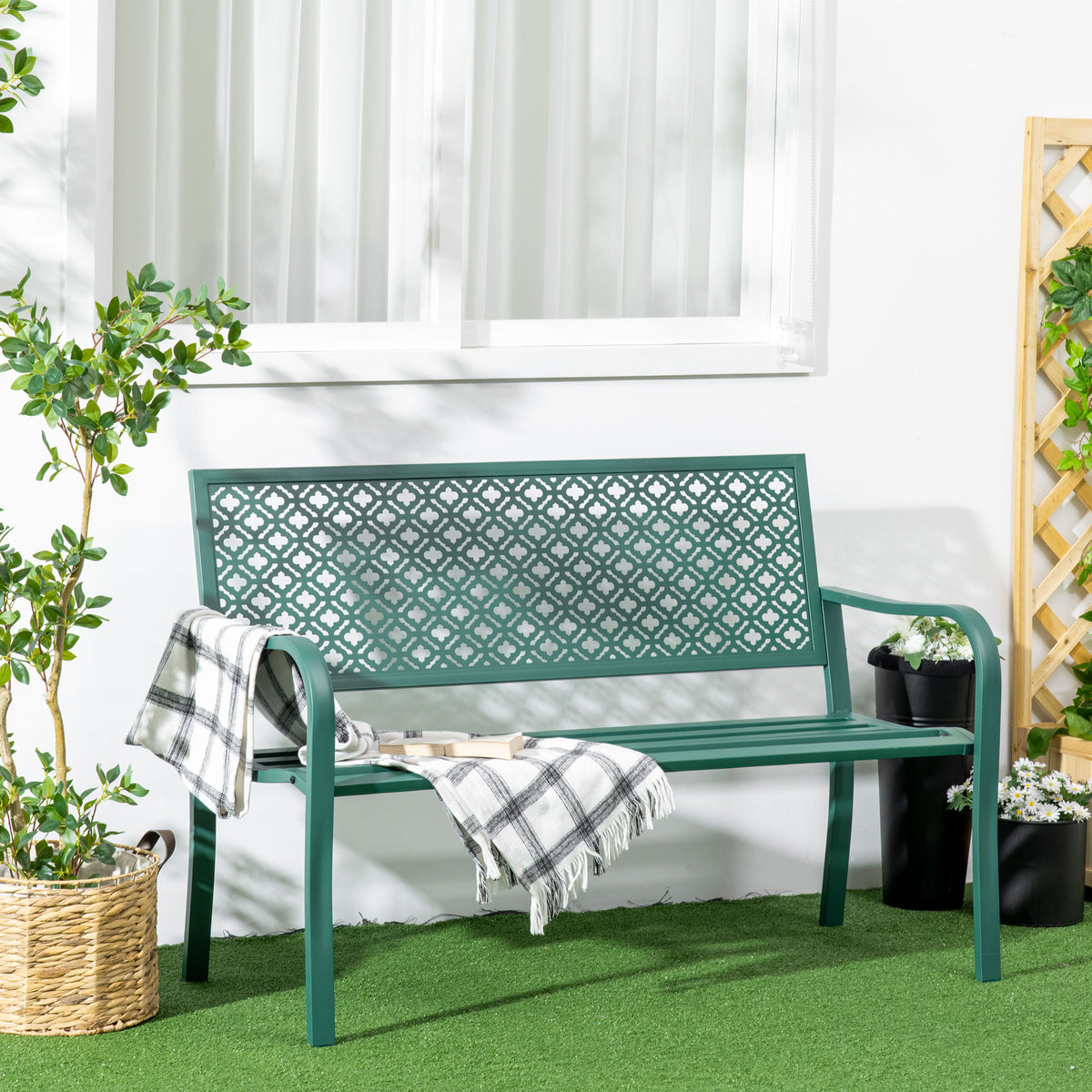 Gartenbank aus Stahl für zwei Personen