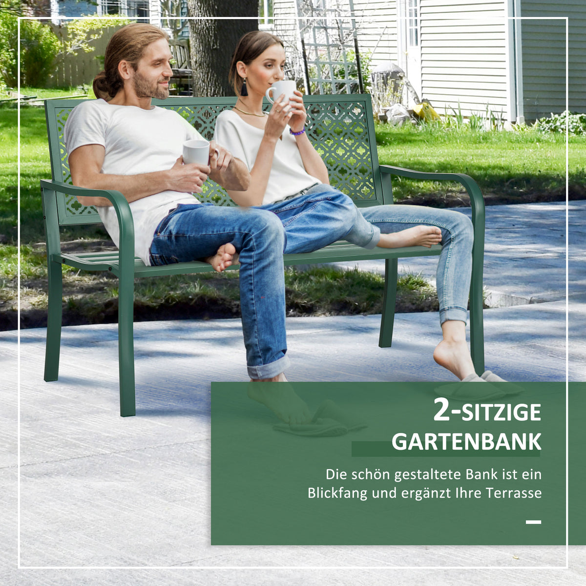 Gartenbank aus Stahl für zwei Personen