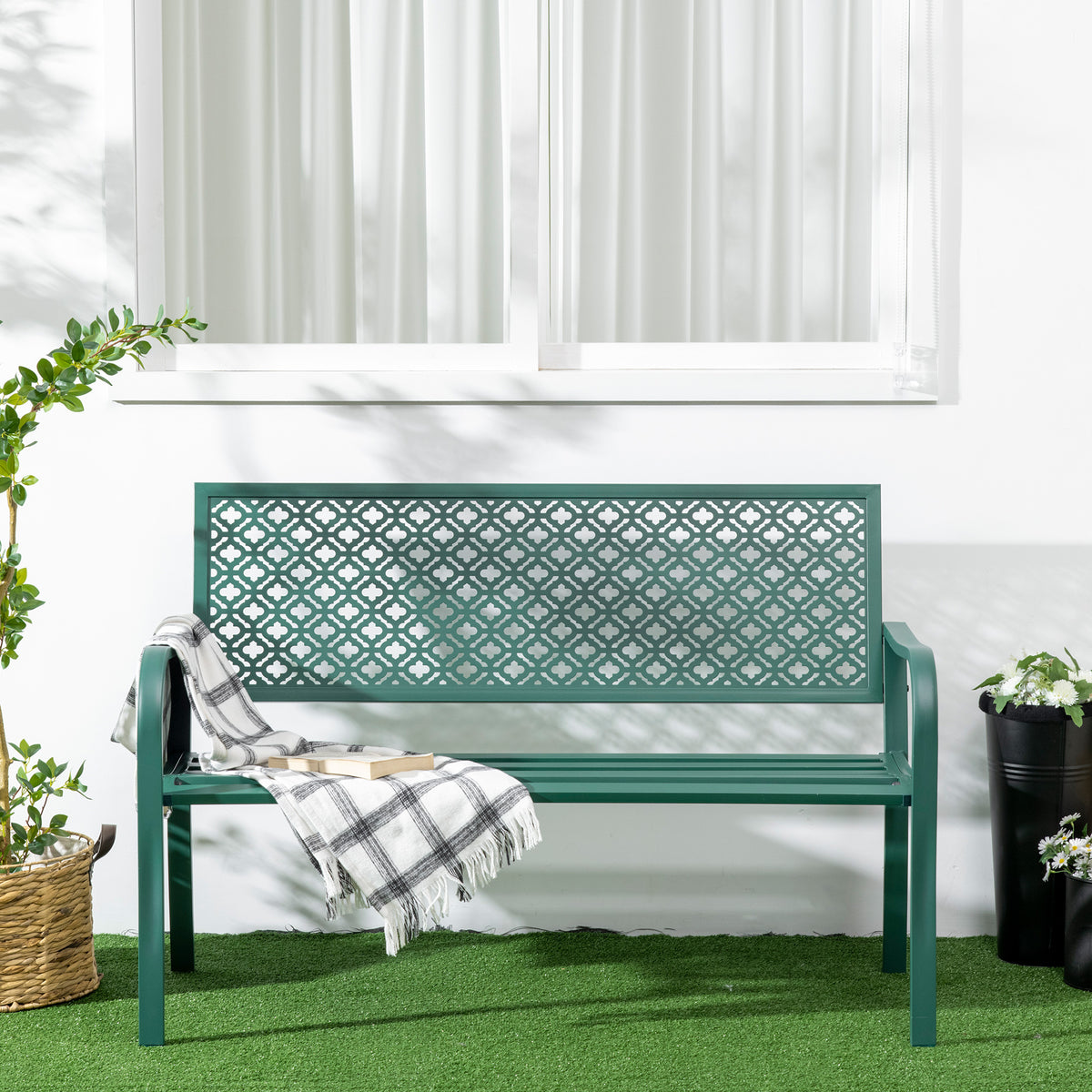 Gartenbank aus Stahl für zwei Personen