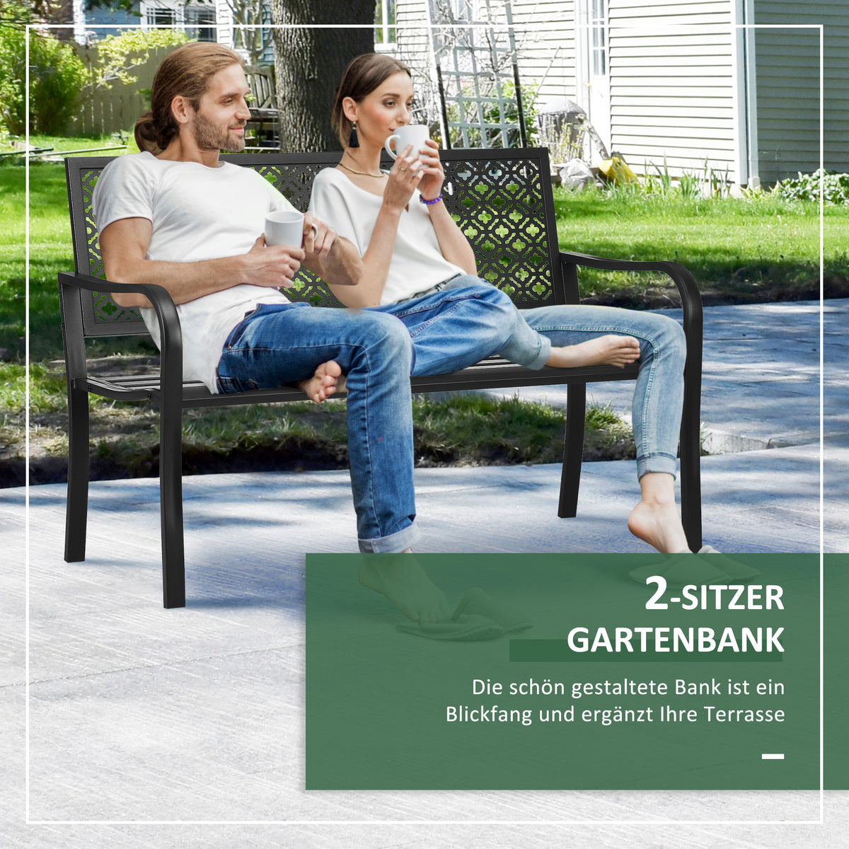 Gartenbank aus Stahl für zwei Personen