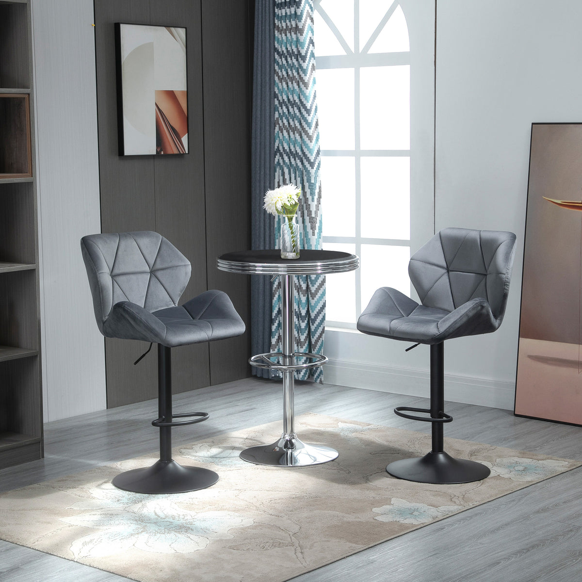 2er-Set Barhocker mit Lehne, höhenverstellbar und drehbar