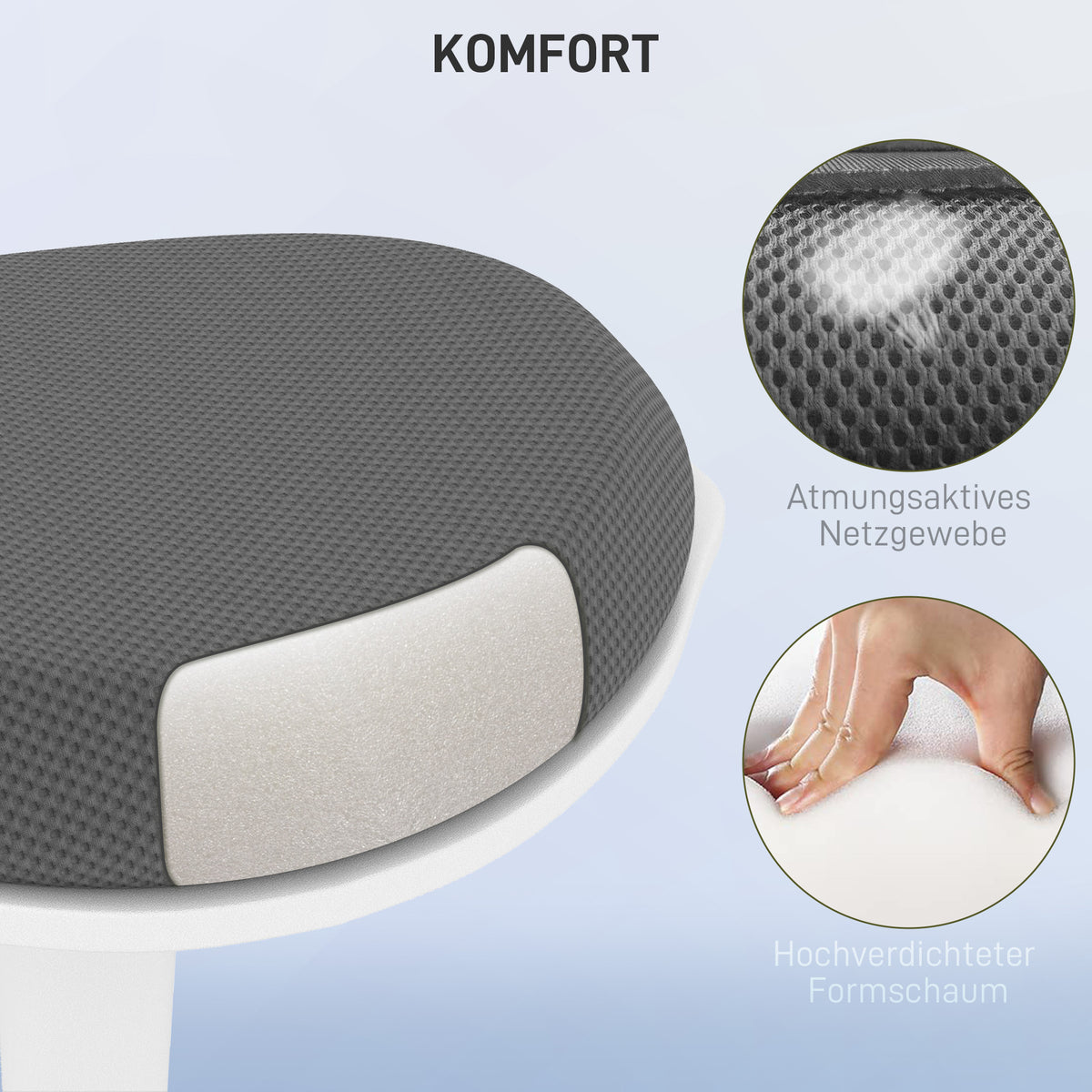 Höhenverstellbarer Pendelhocker mit Mesh-Sitz