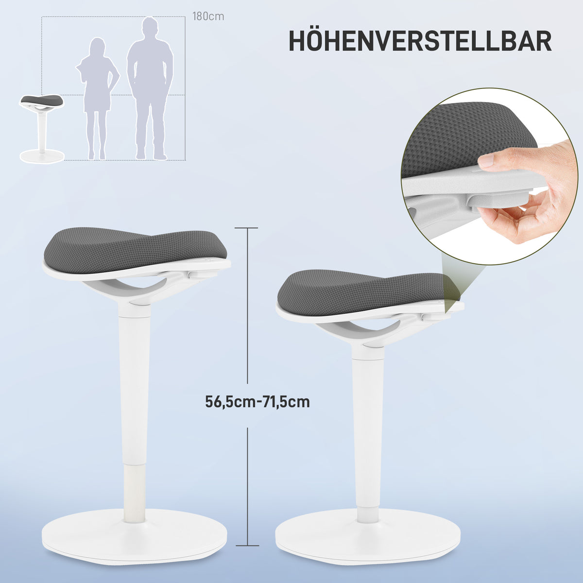 Höhenverstellbarer Pendelhocker mit Mesh-Sitz