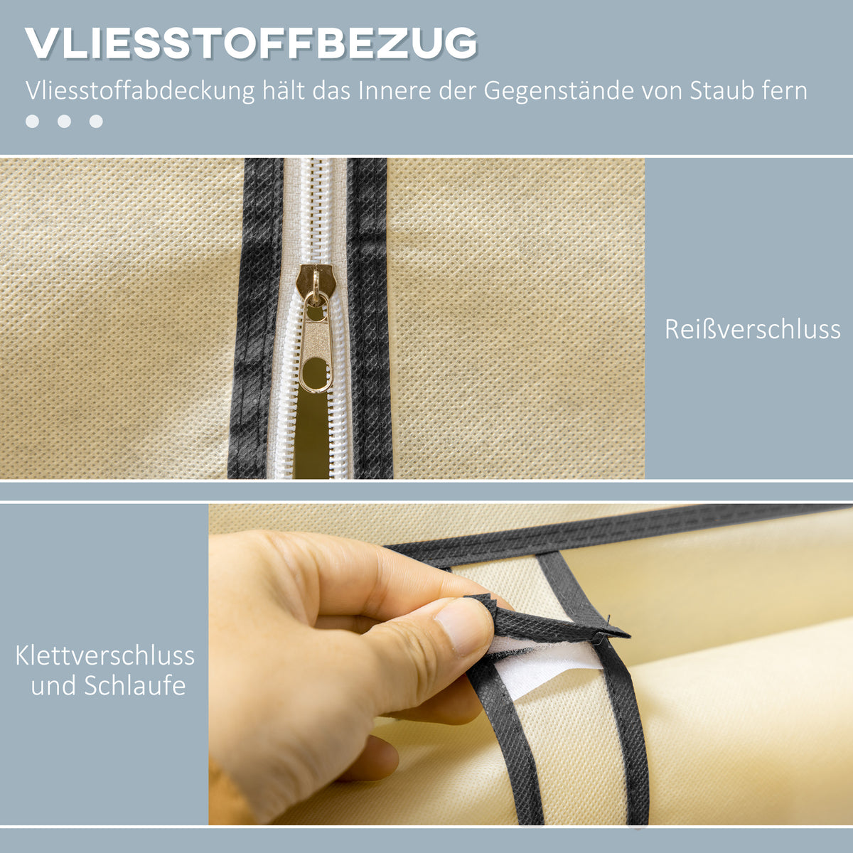 Stoffkleiderschrank mit 6 Regalen und Kleiderstange