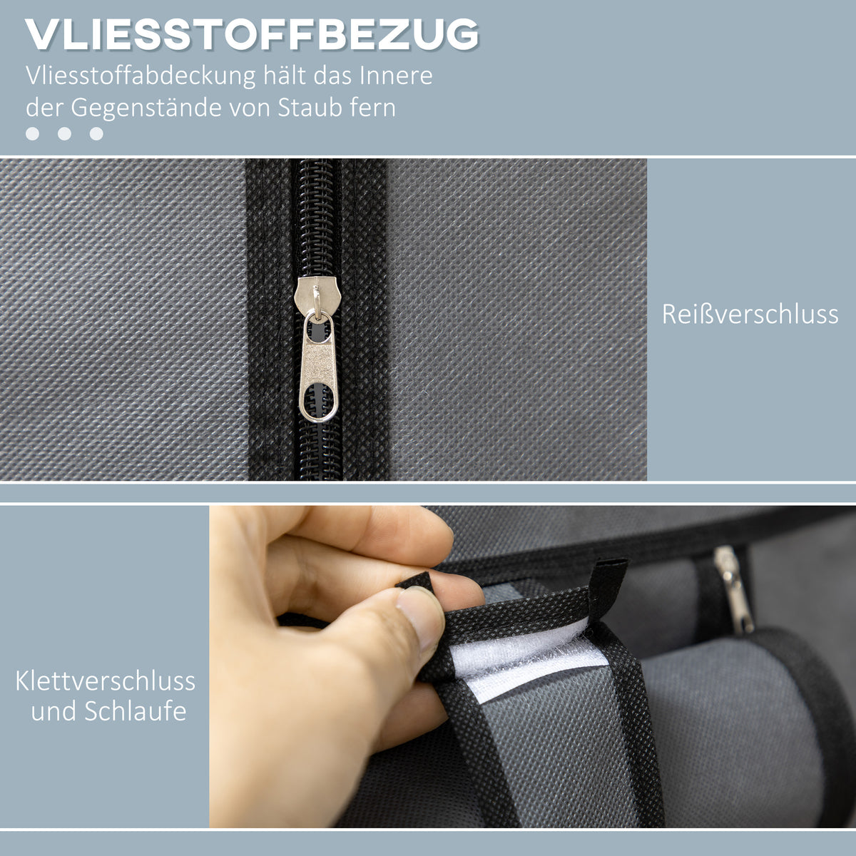 Stoffkleiderschrank mit 6 Regalen und Kleiderstange