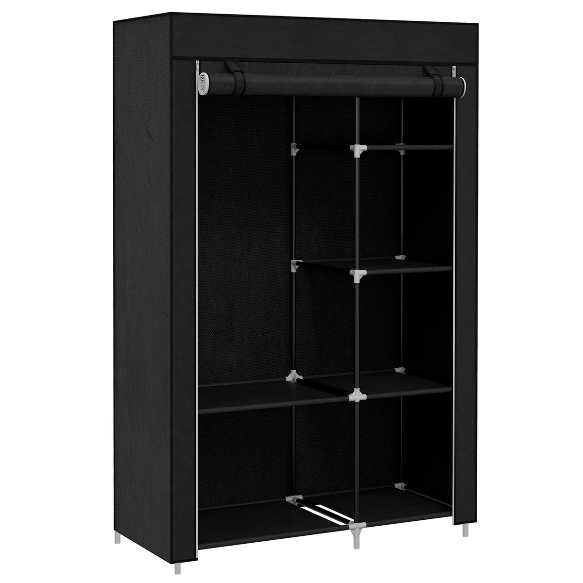 Stoffkleiderschrank mit 6 Regalen und Kleiderstange