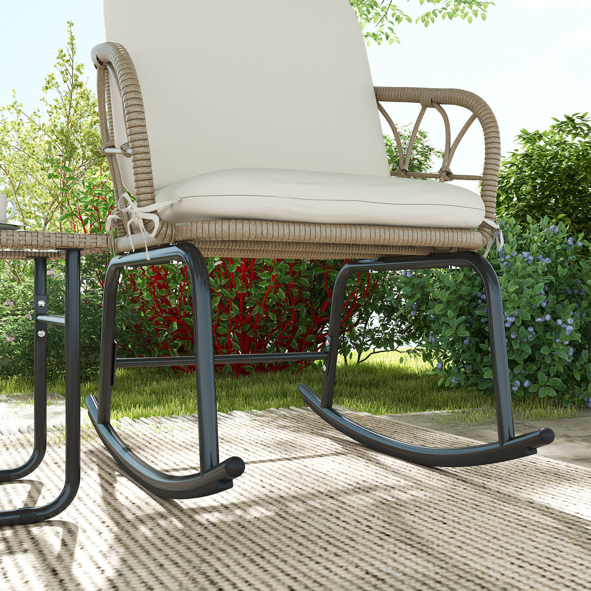 3-teiliges Schaukelstuhl-Set aus PE-Rattan