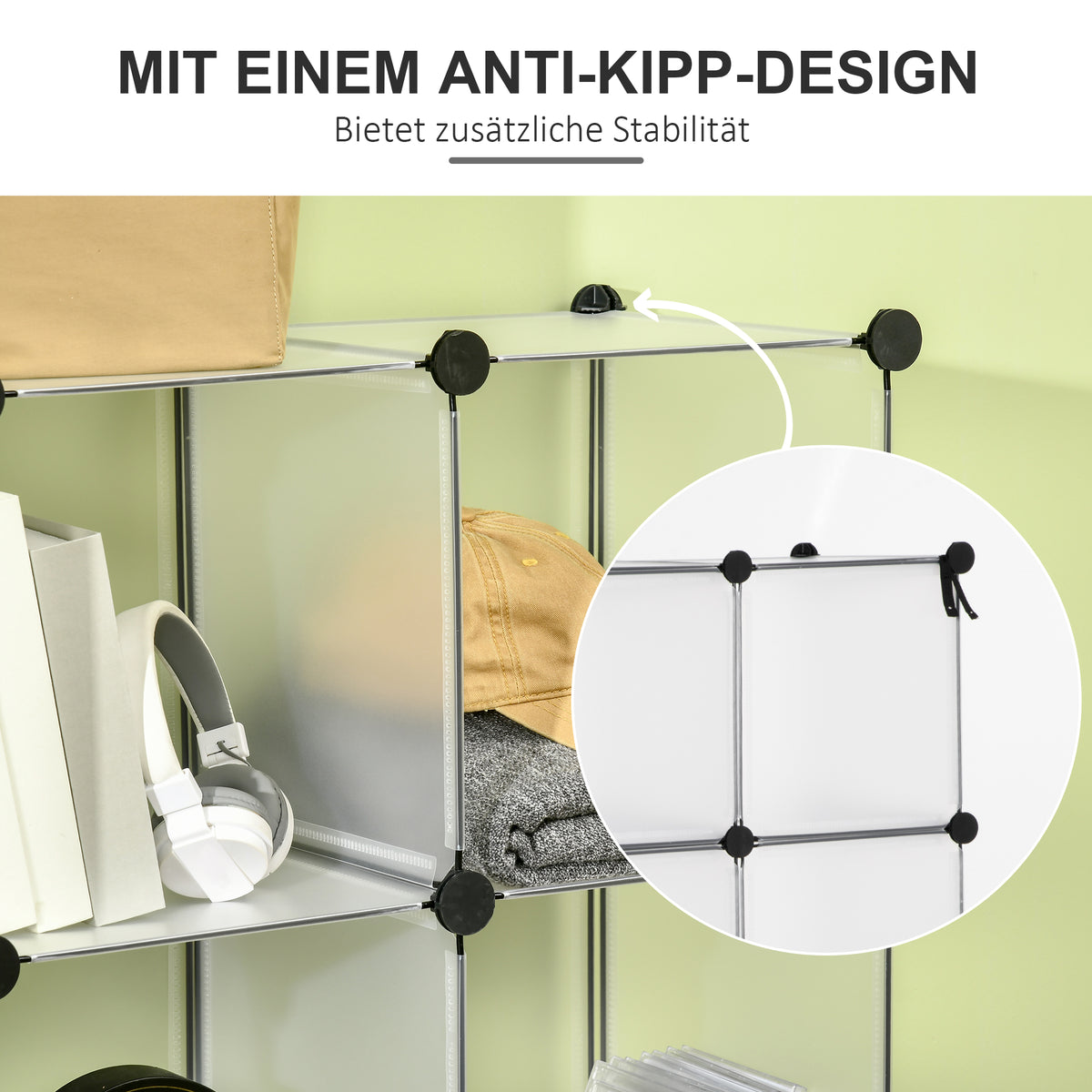 Modulares Würfelregal mit 16 Boxen, Weiß