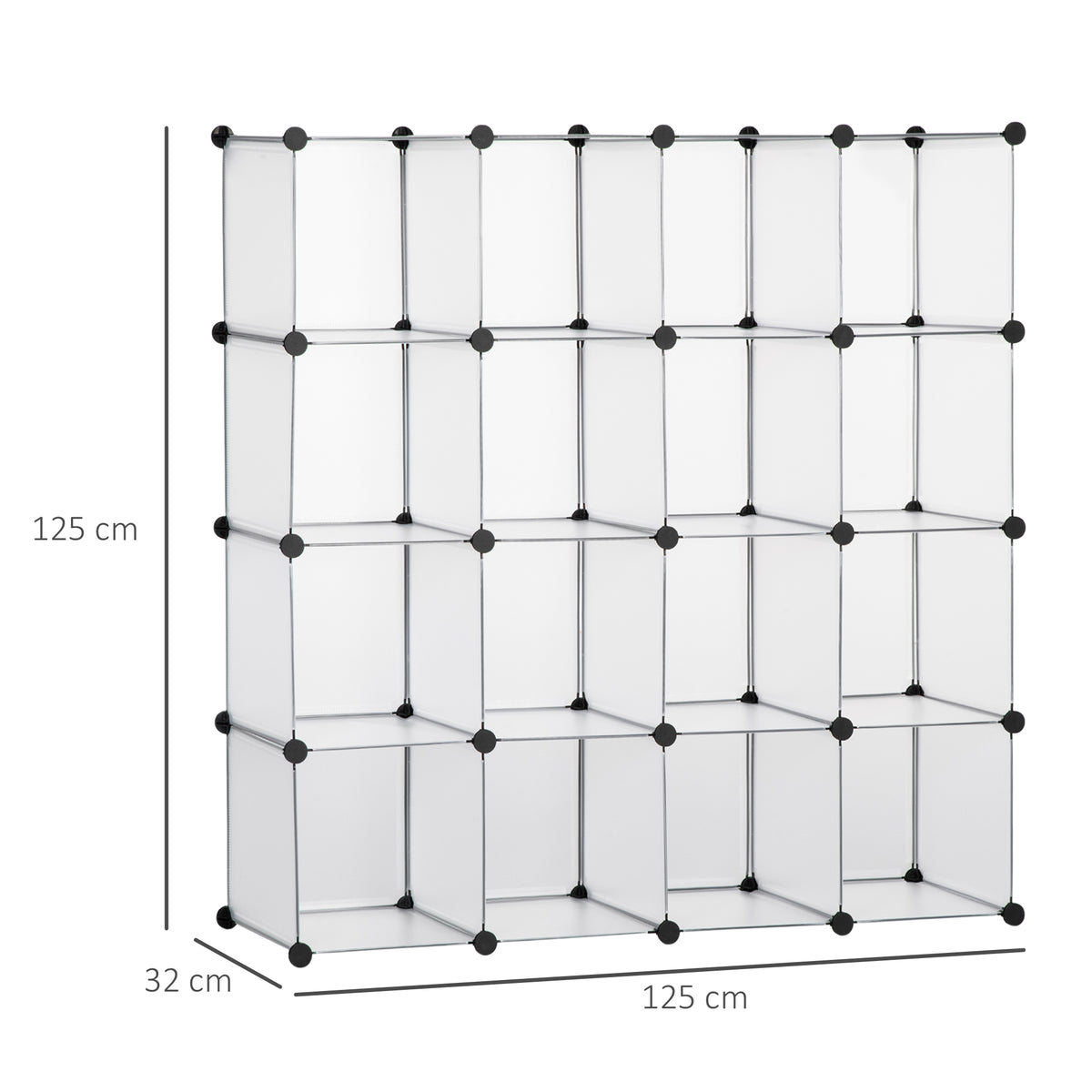 Modulares Würfelregal mit 16 Boxen, Weiß