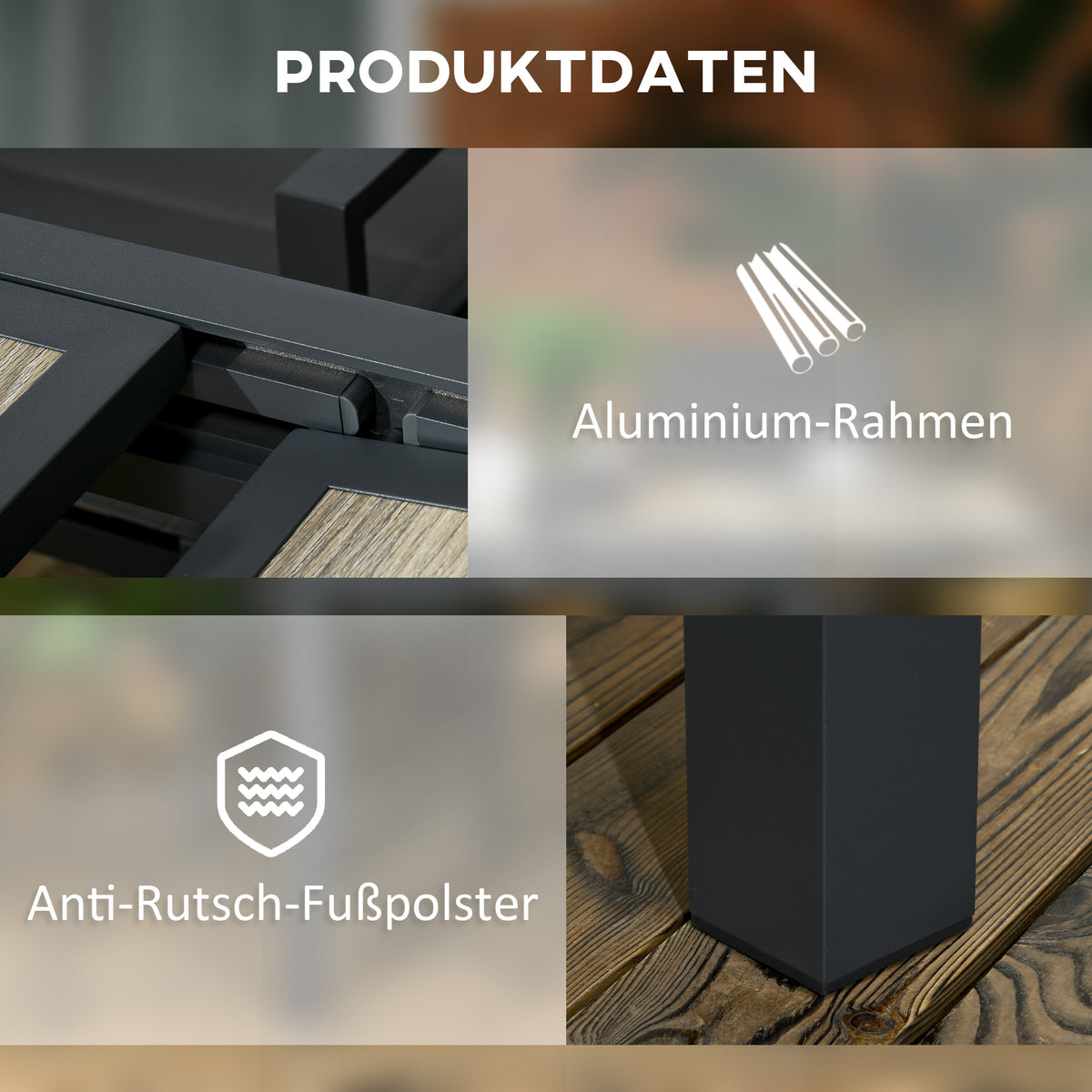 Ausziehbarer Gartentisch mit Aluminiumrahmen