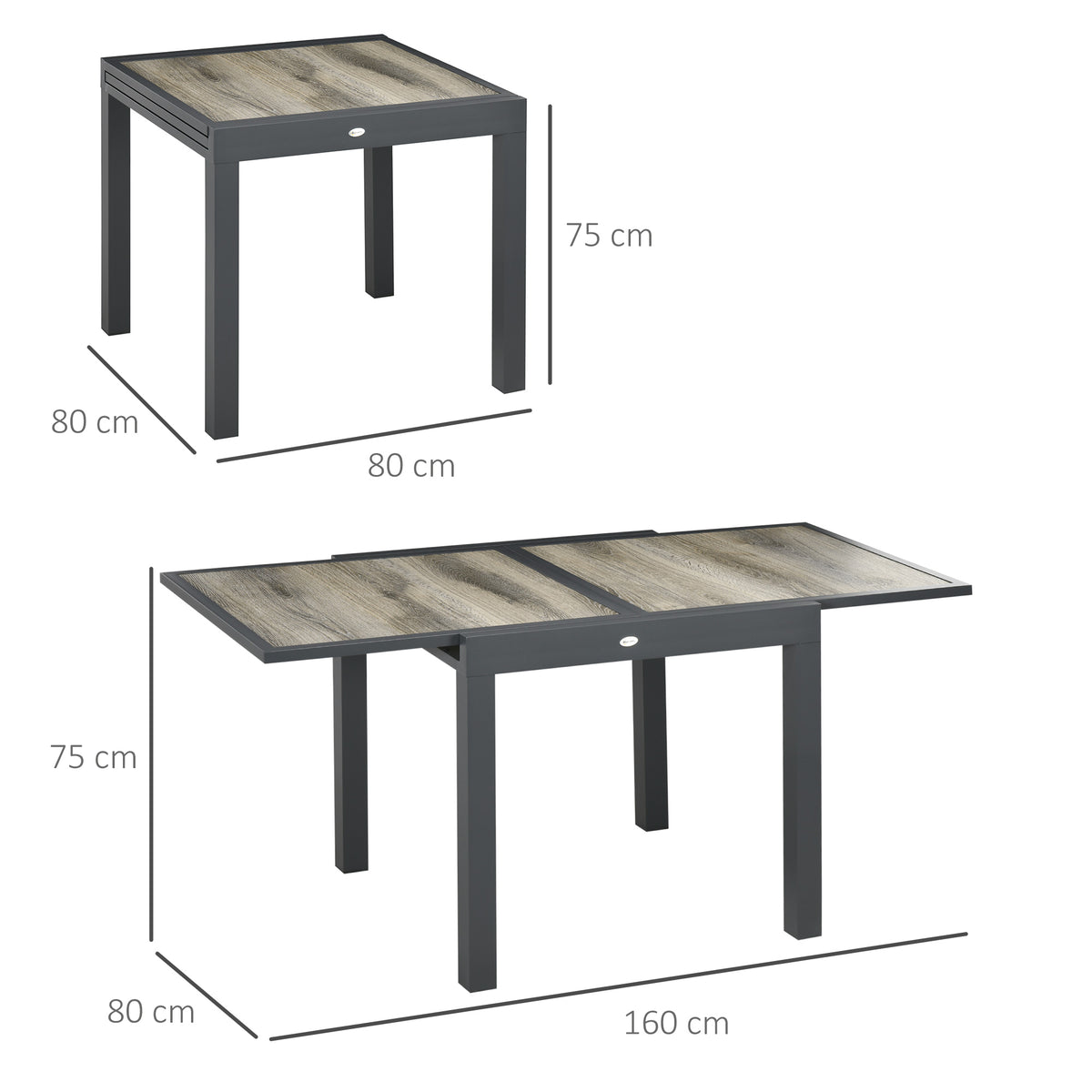 Ausziehbarer Gartentisch mit Aluminiumrahmen