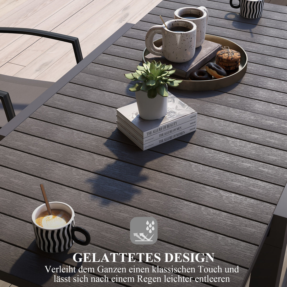 Ausziehbarer Gartentisch mit Aluminiumrahmen