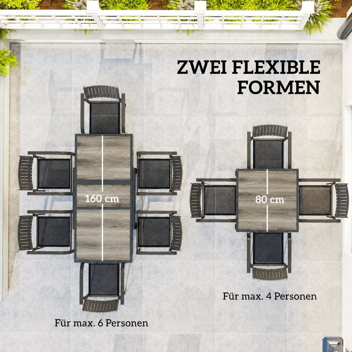 Ausziehbarer Gartentisch mit Aluminiumrahmen