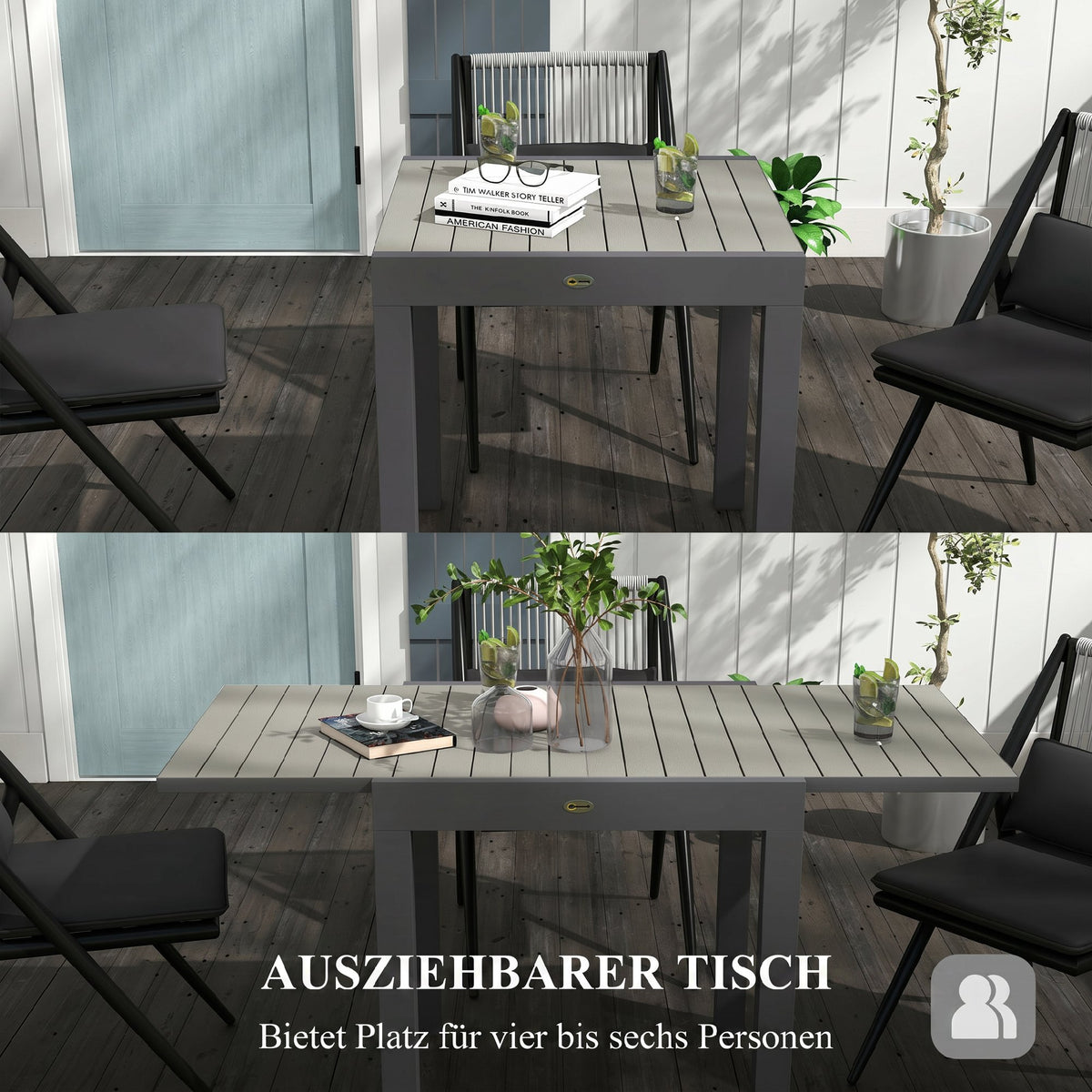 Ausziehbarer Gartentisch mit Aluminiumrahmen